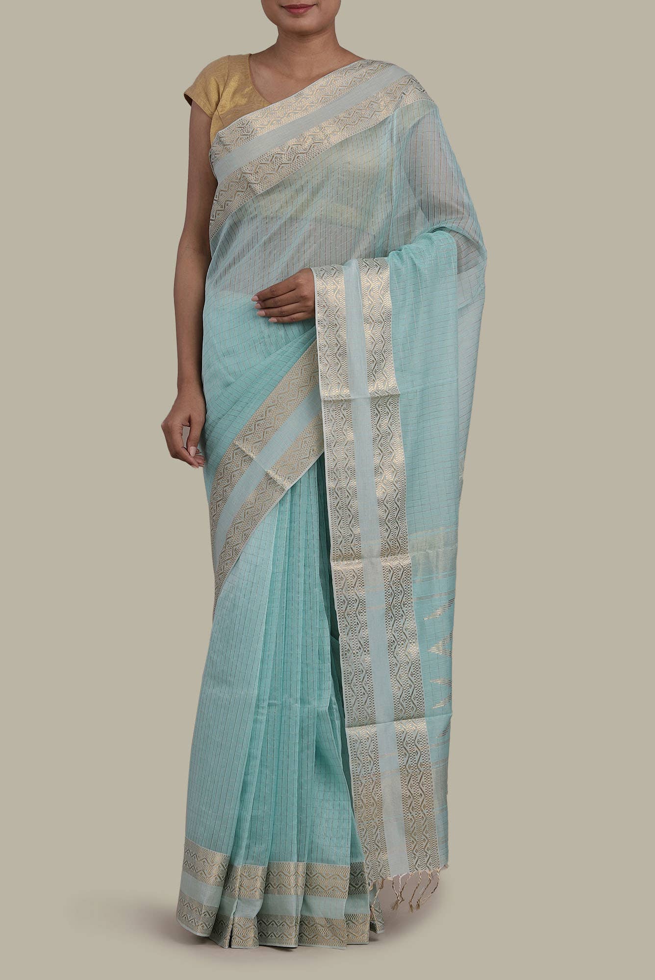 Blue Bhagalpuri Tussar Silk Saree