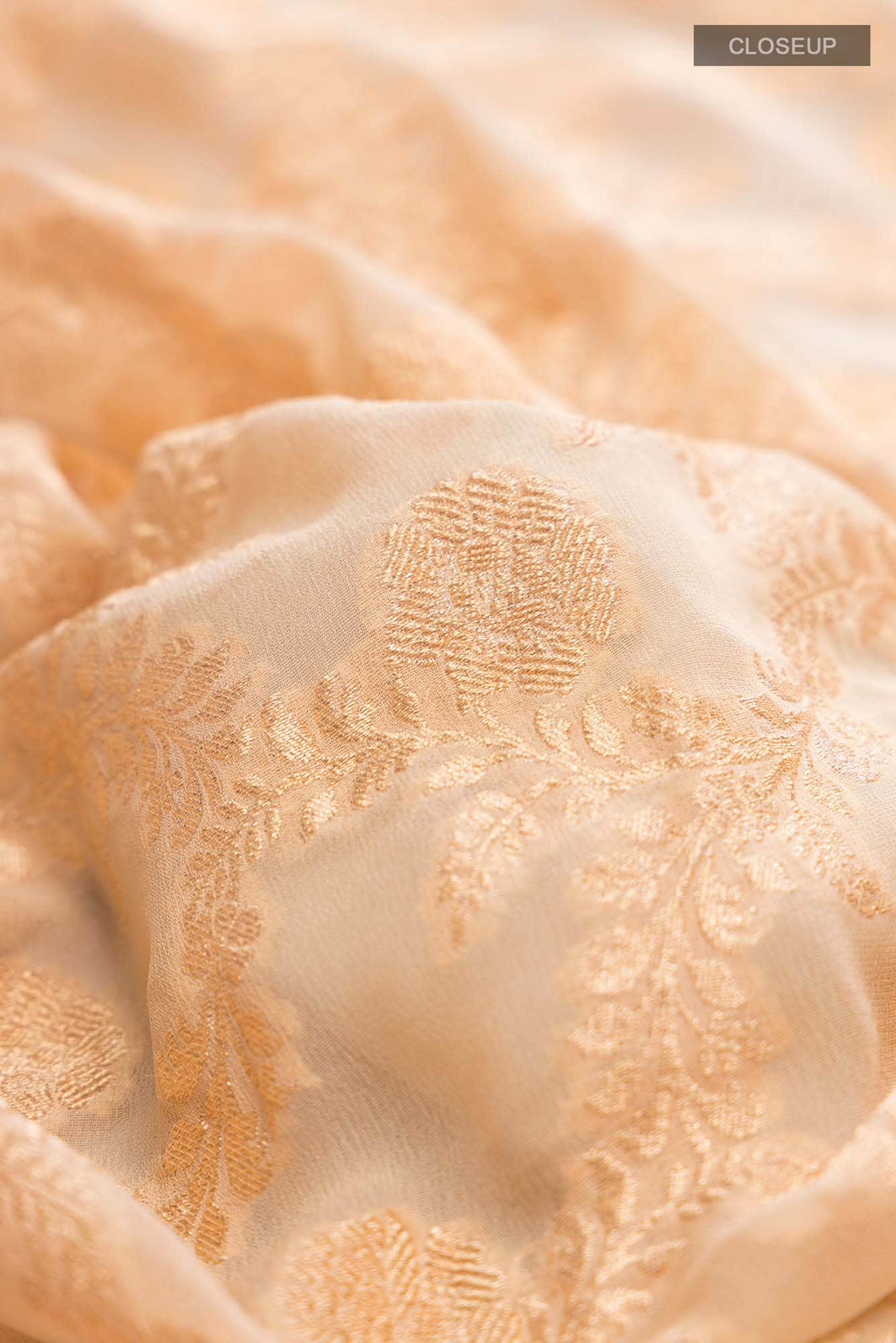 Golden Peach Banarasi Georgette Saree