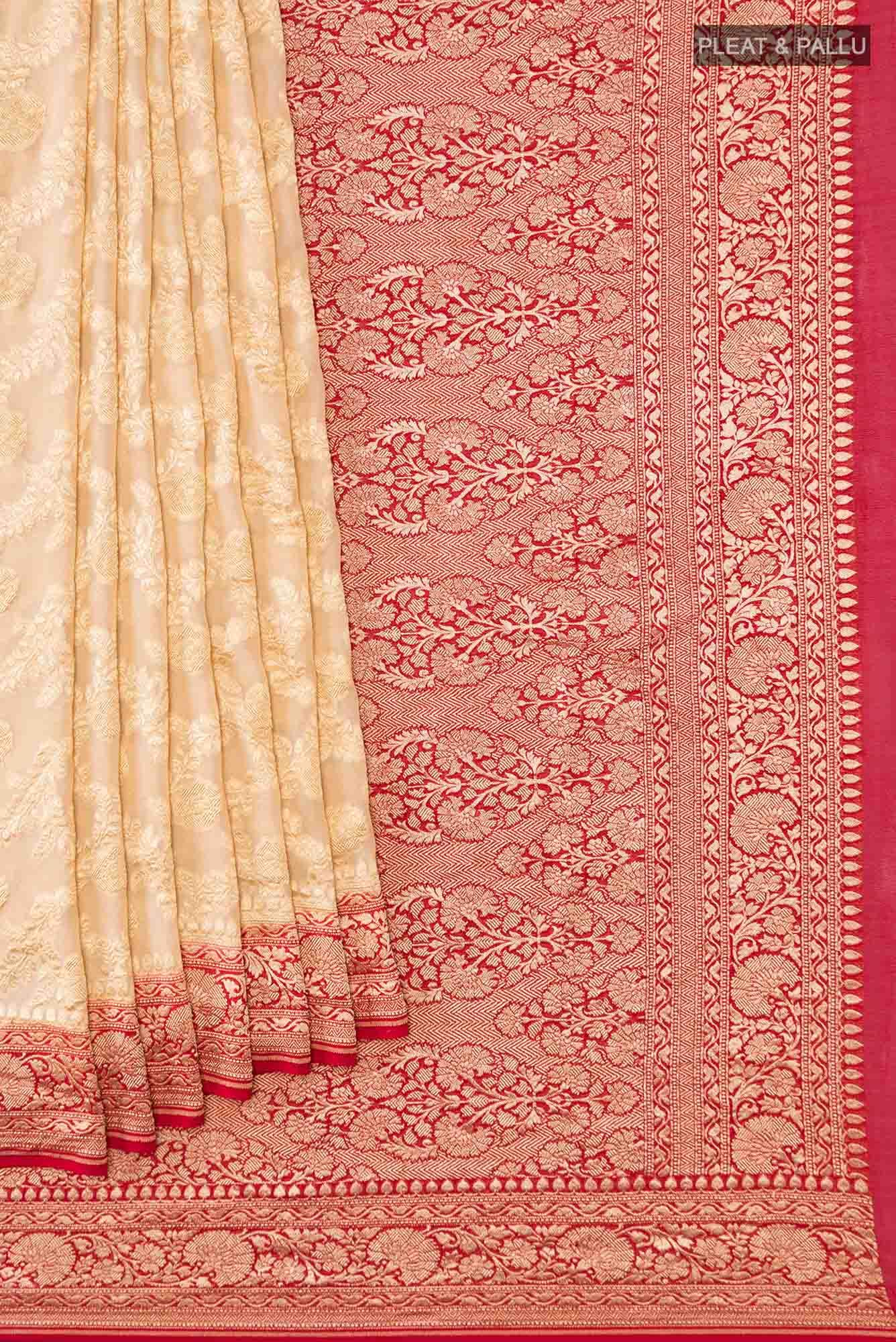 Golden Peach Banarasi Georgette Saree