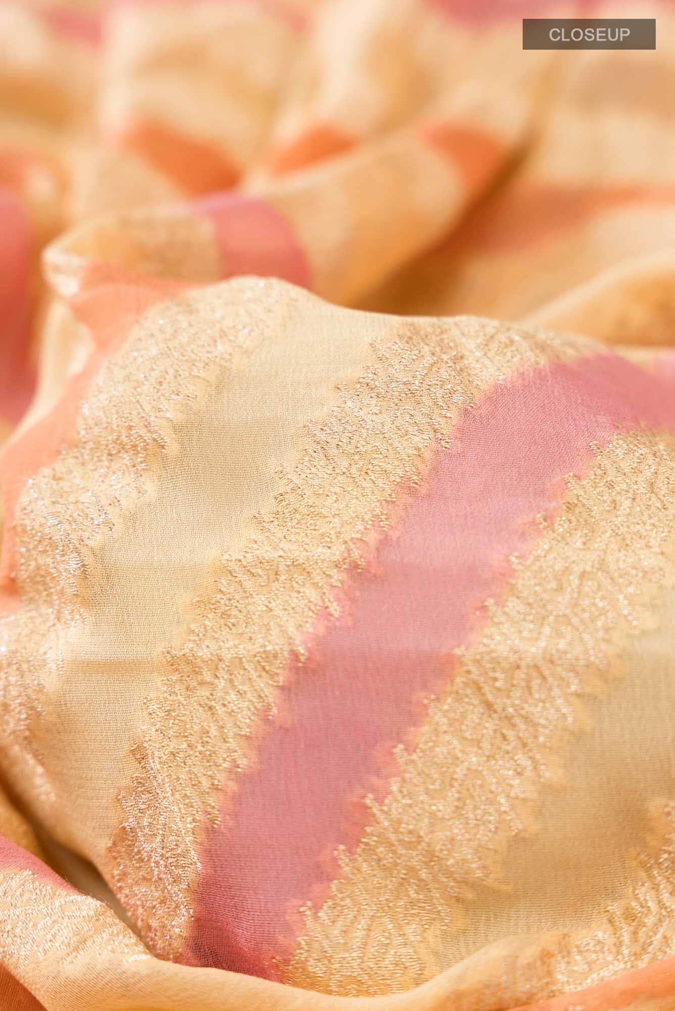 Golden Peach Banarasi Georgette Saree