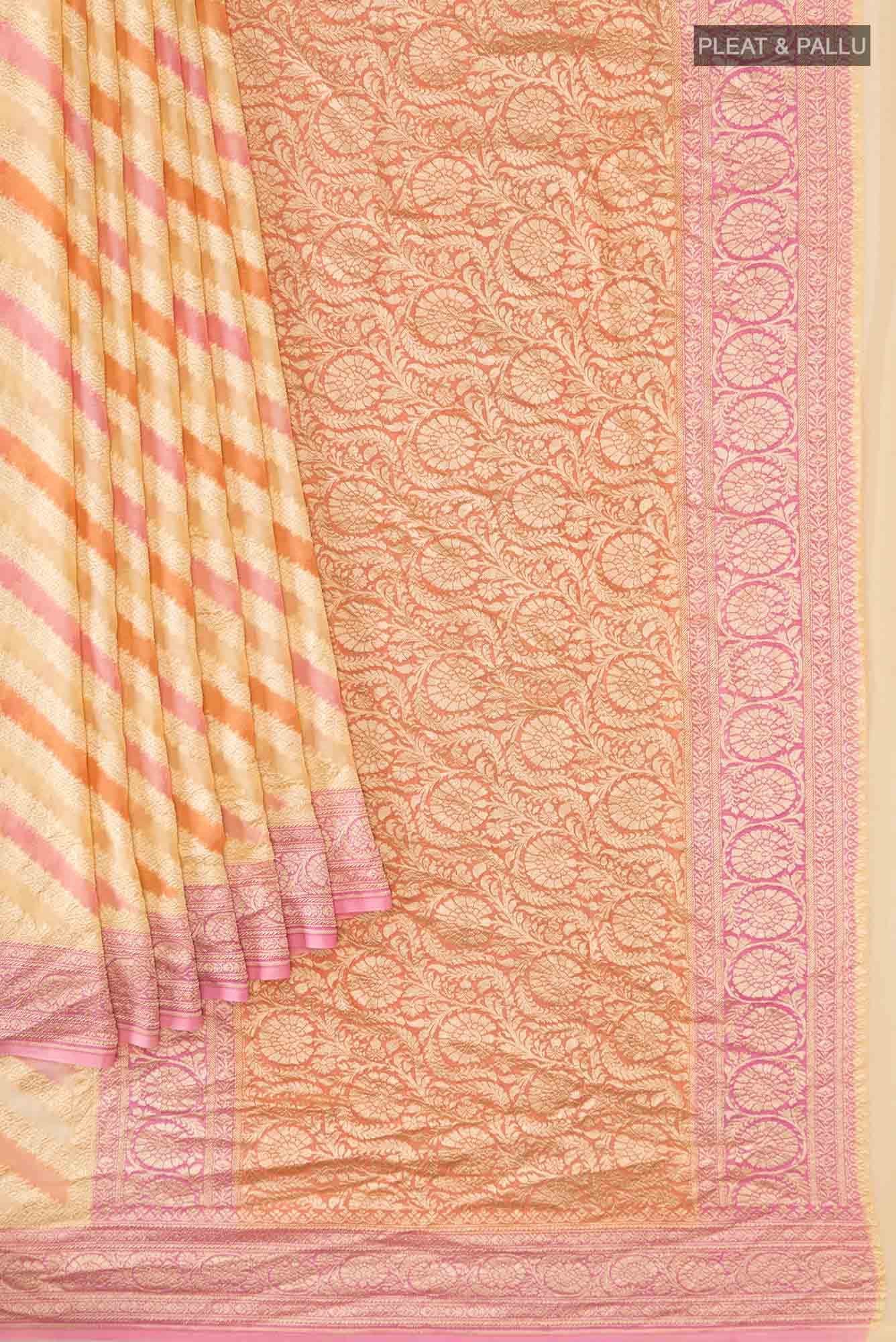 Golden Peach Banarasi Georgette Saree