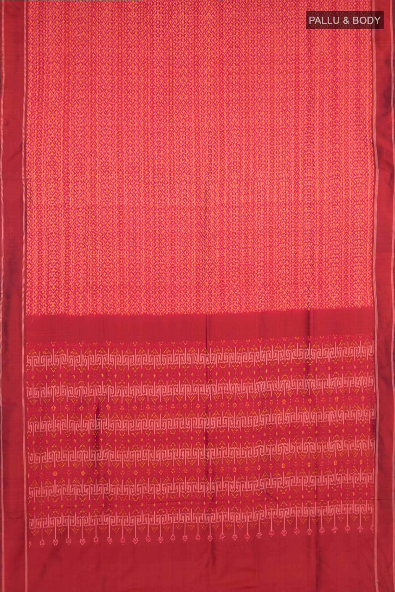 Deep Red Dual Tone Pochampally Silk Saree