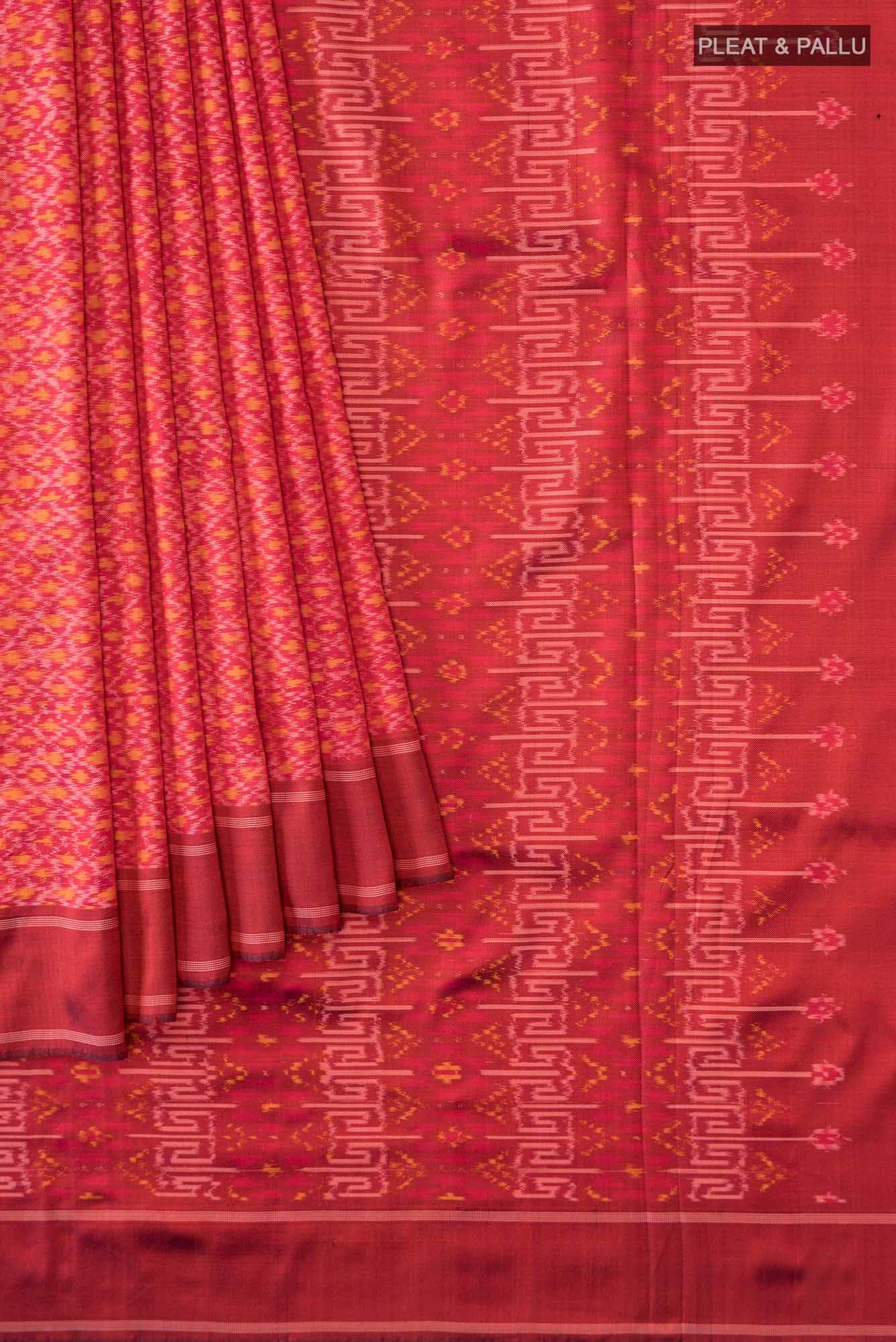 Deep Red Dual Tone Pochampally Silk Saree