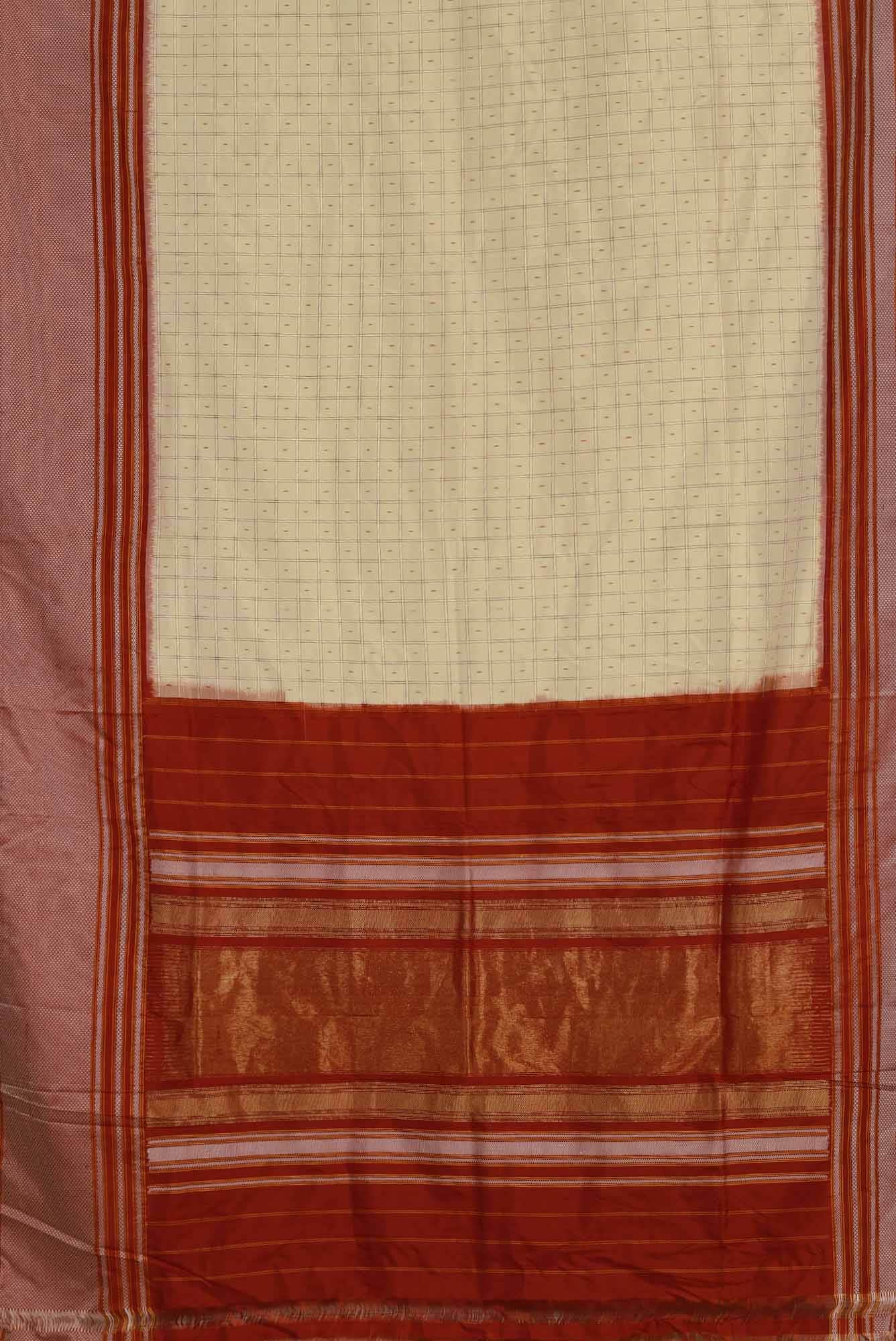Cream Pochampally Silk Saree