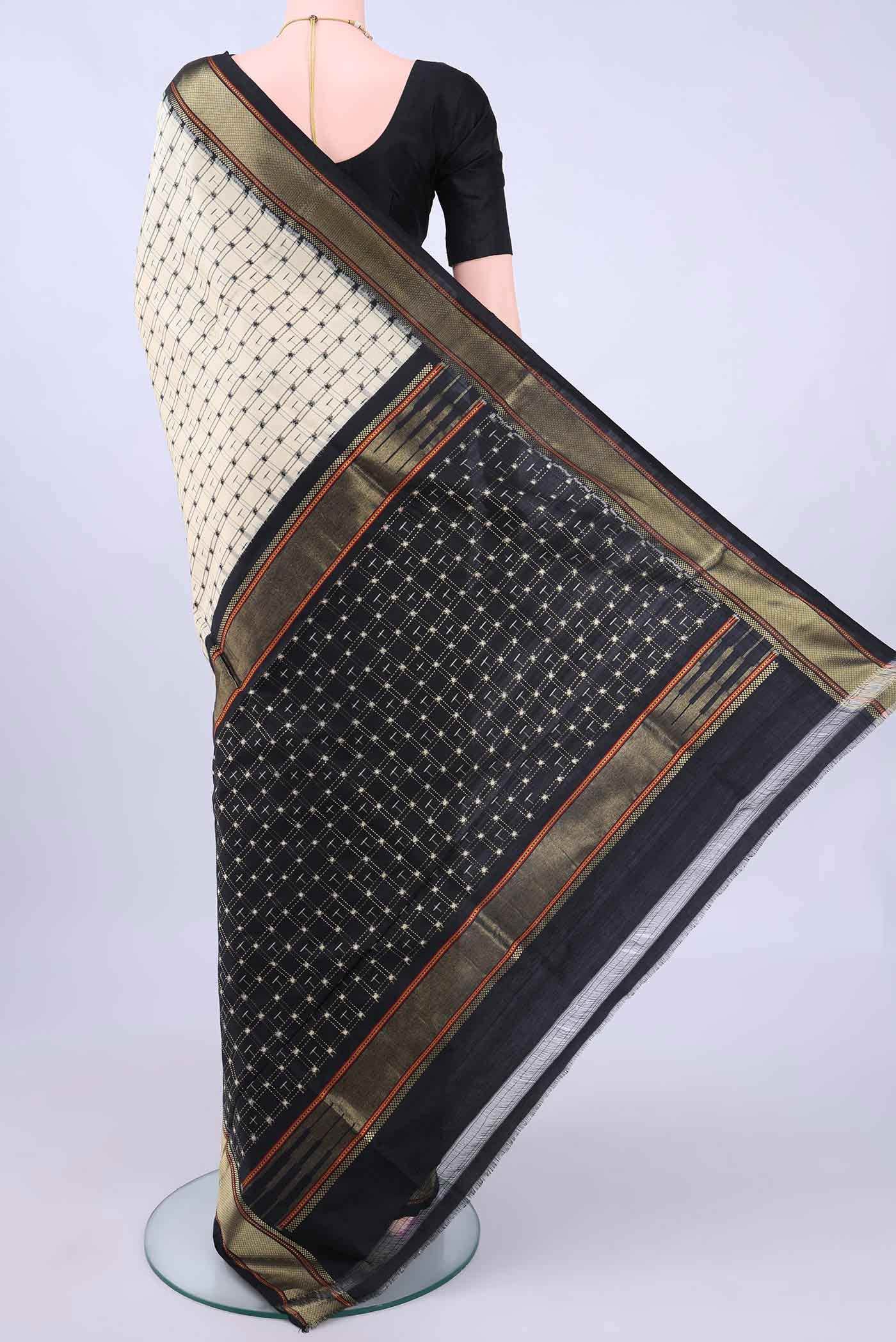 Cream Pochampally Silk Saree