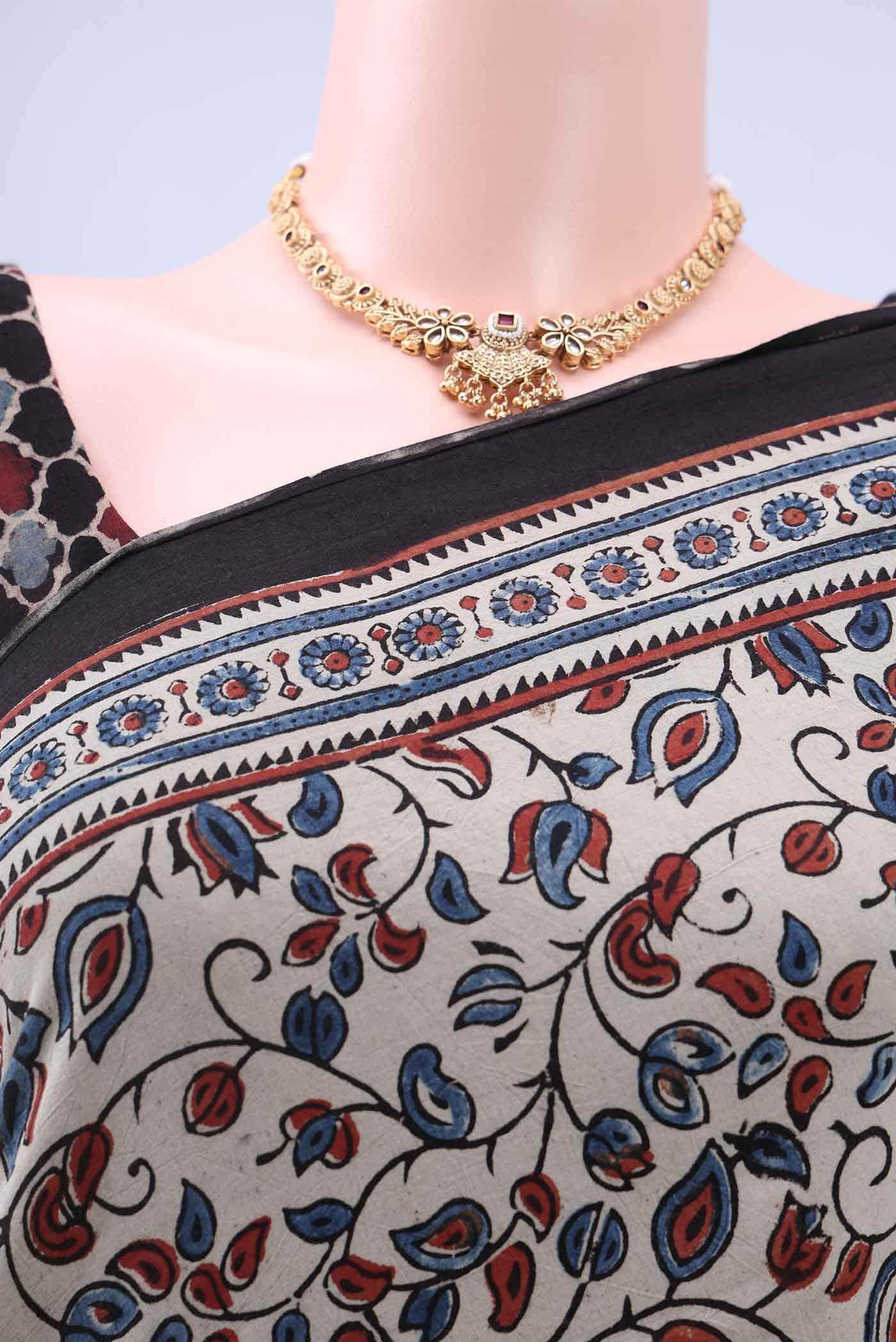 Bronze Printed Cotton Saree