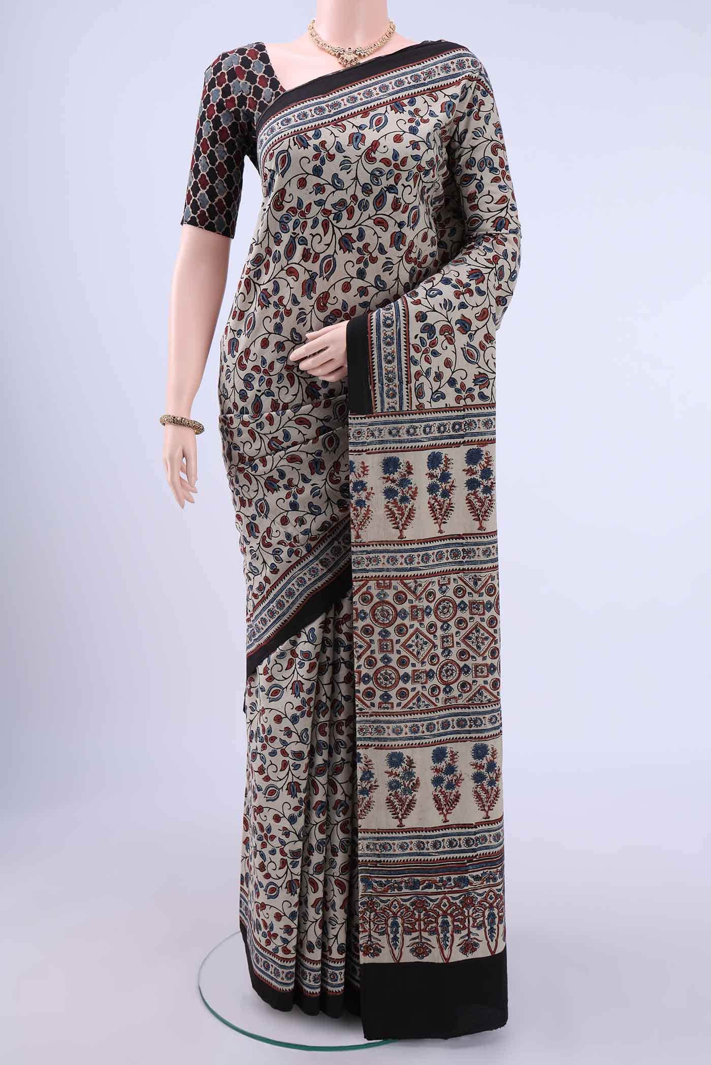 Bronze Printed Cotton Saree