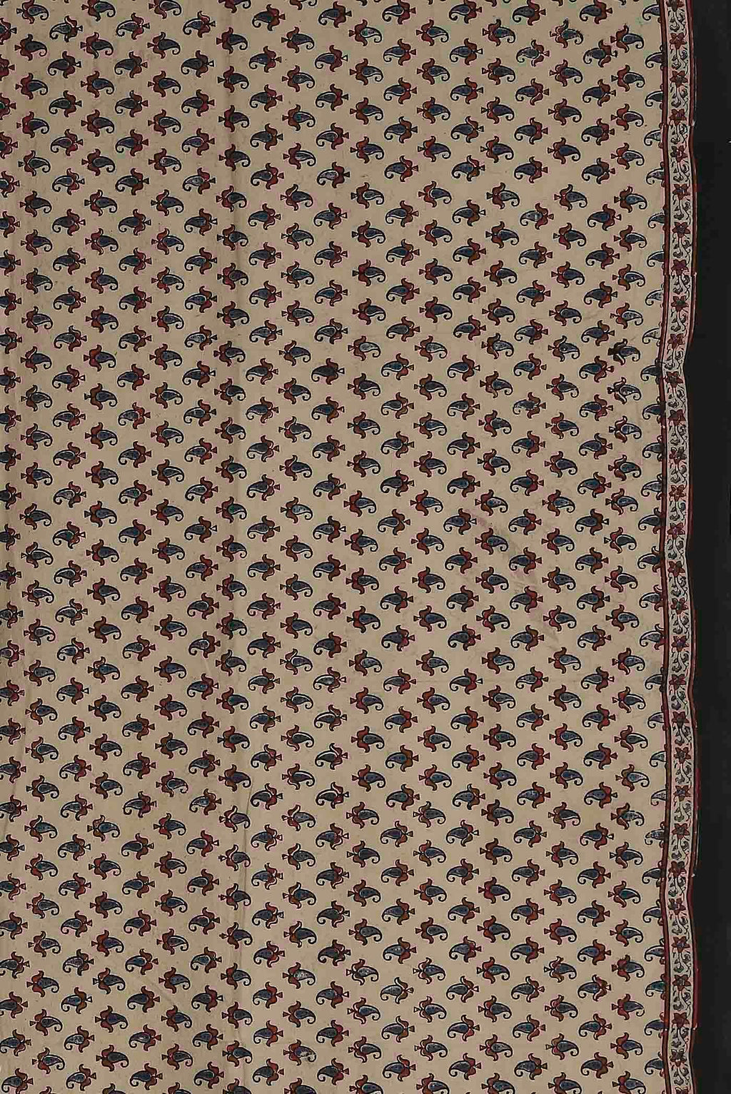 Beige Printed Cotton Saree