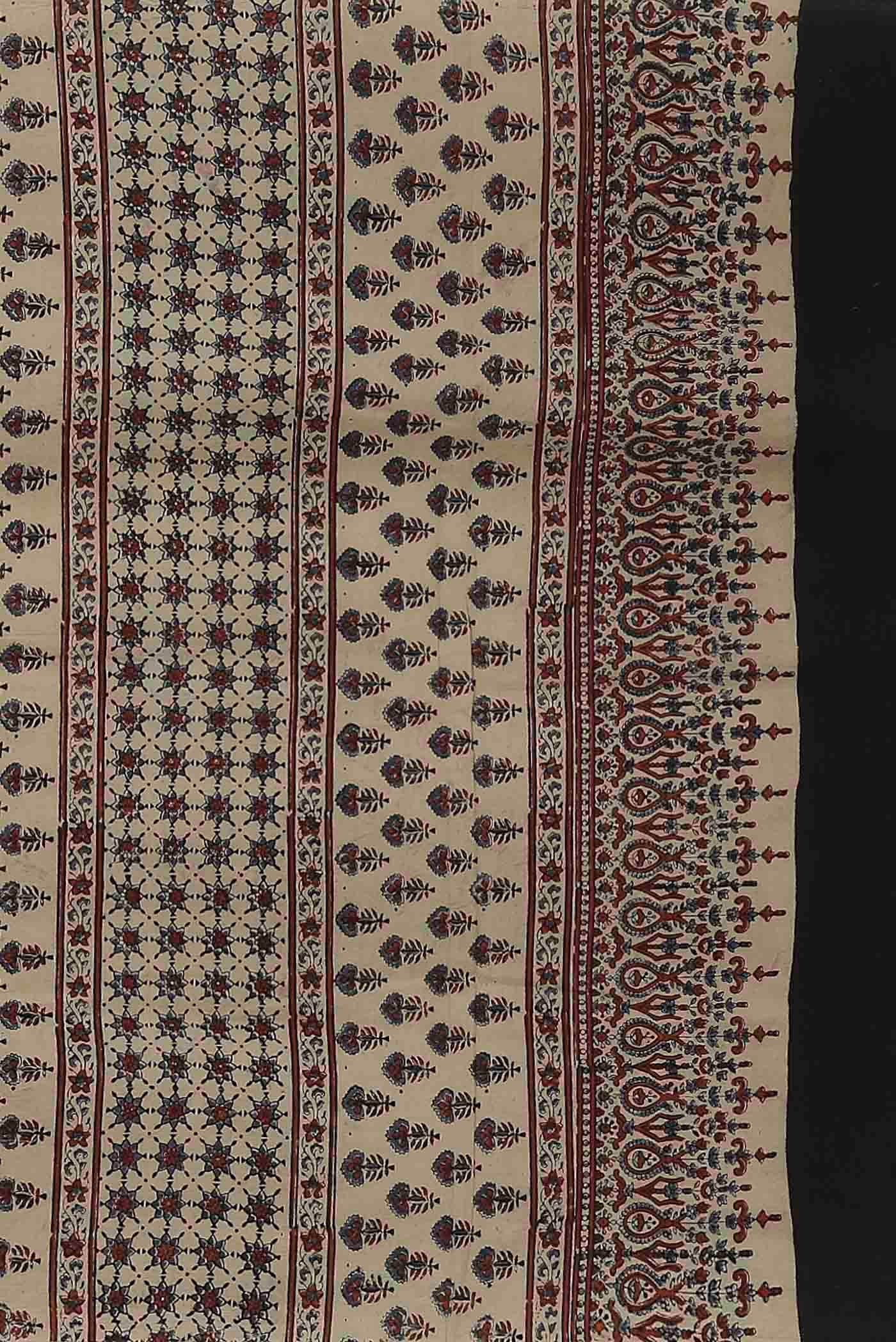 Beige Printed Cotton Saree