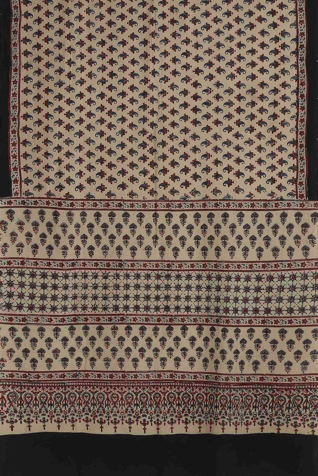 Beige Printed Cotton Saree