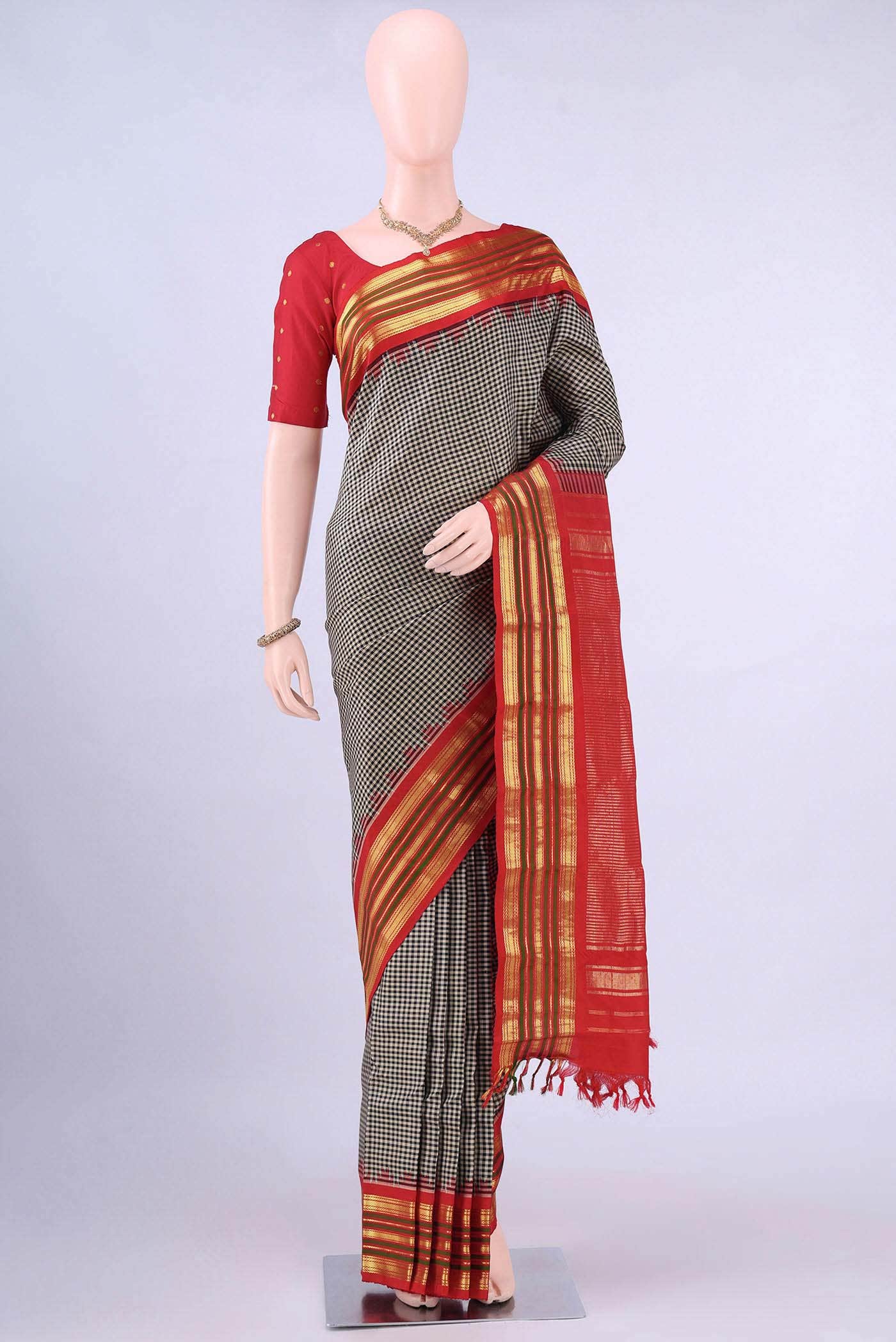 Black Gadwal Silk Saree