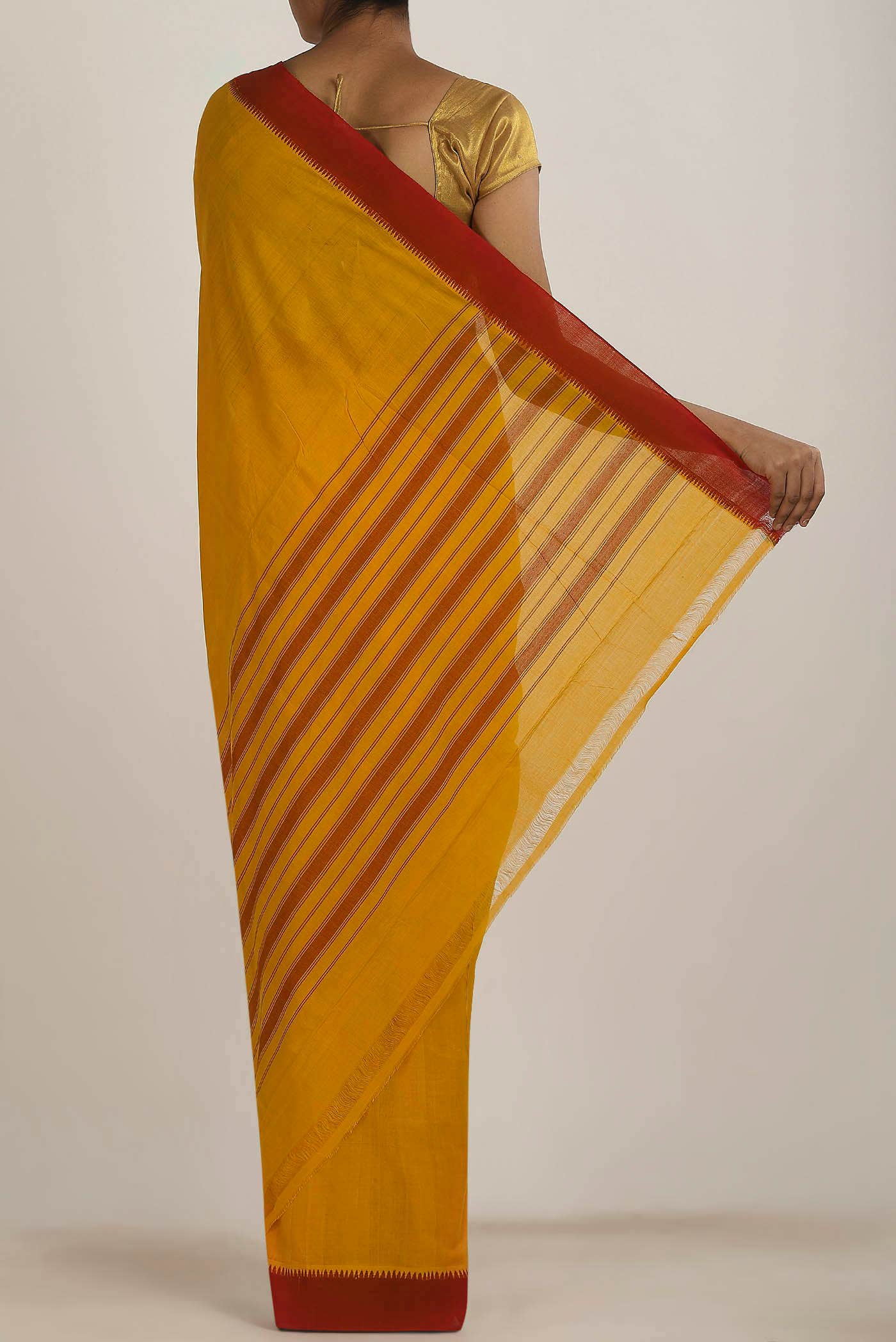 Yellow Mangalagiri Cotton Saree