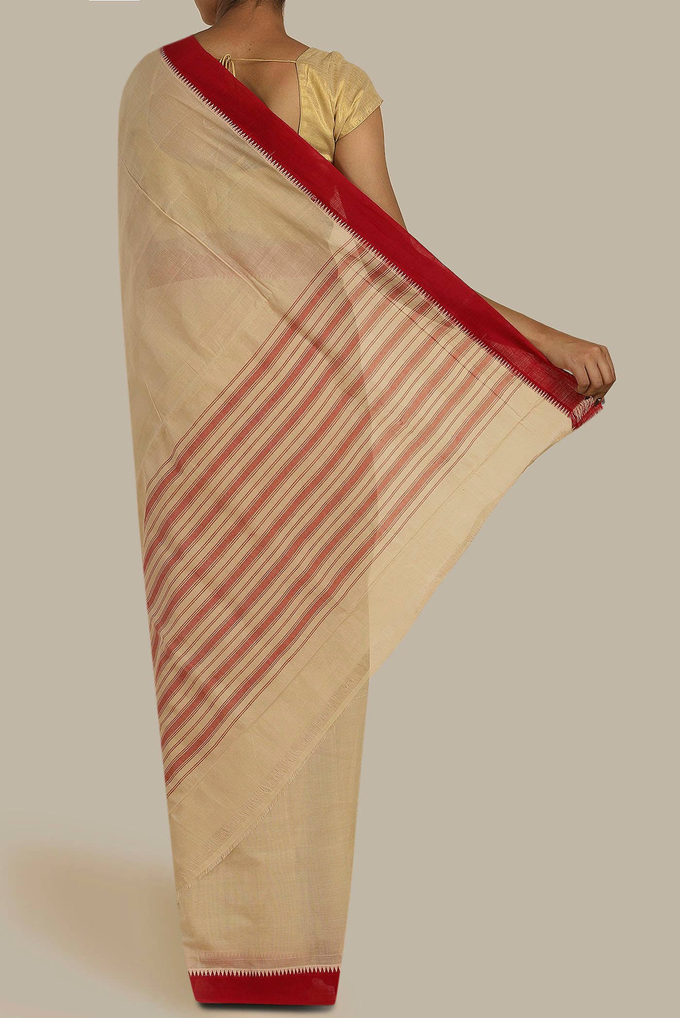 Beige Cotton Saree