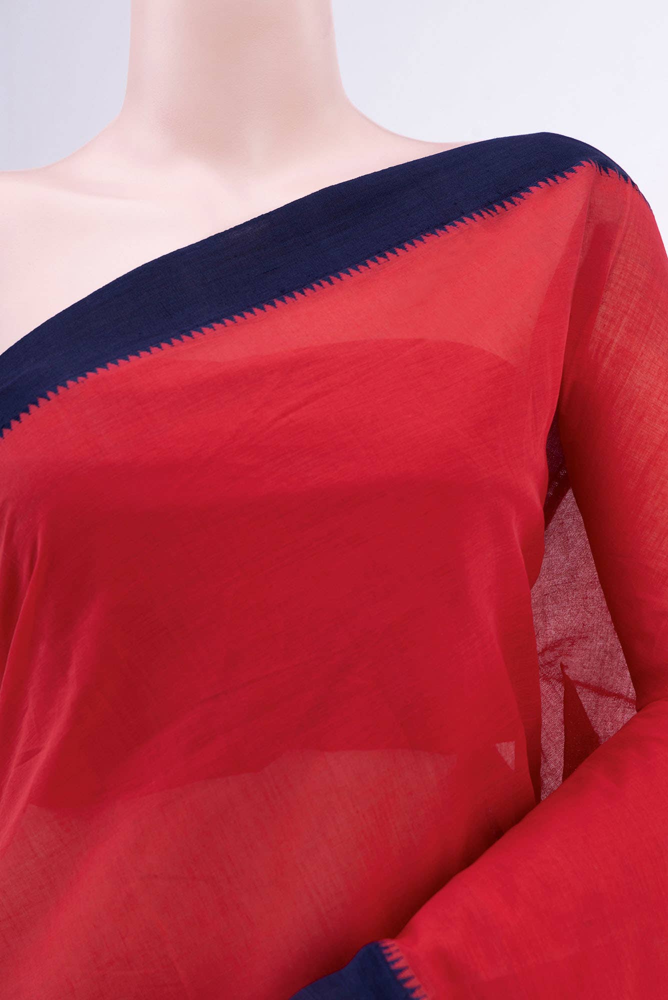 Deep Red Mangalagiri Cotton Saree