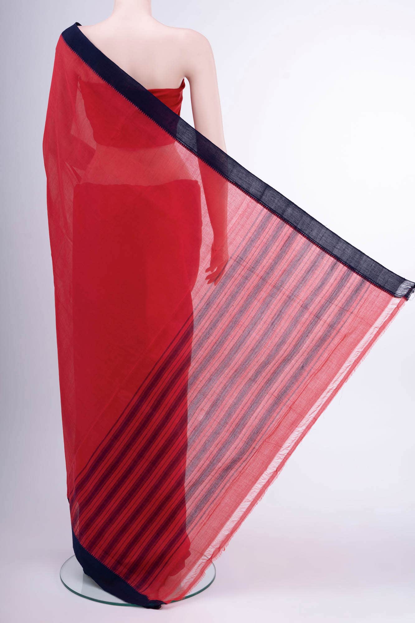 Deep Red Mangalagiri Cotton Saree
