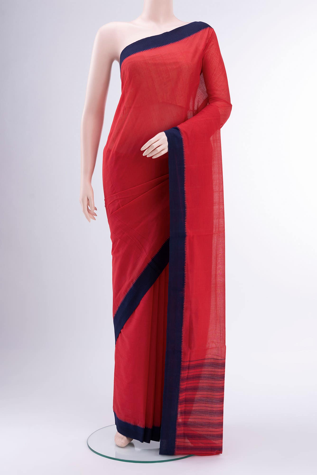 Deep Red Mangalagiri Cotton Saree