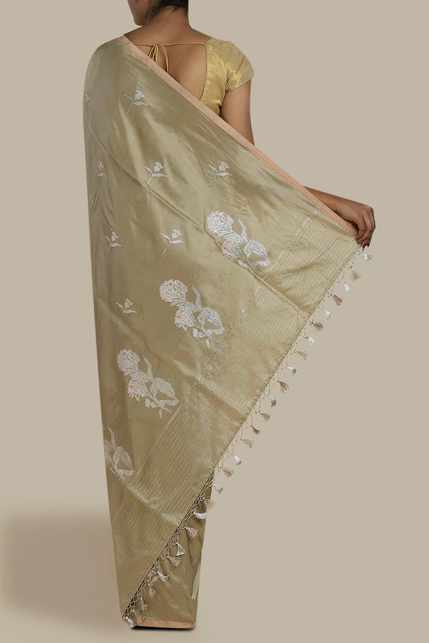 Beige Banarasi Silk Saree