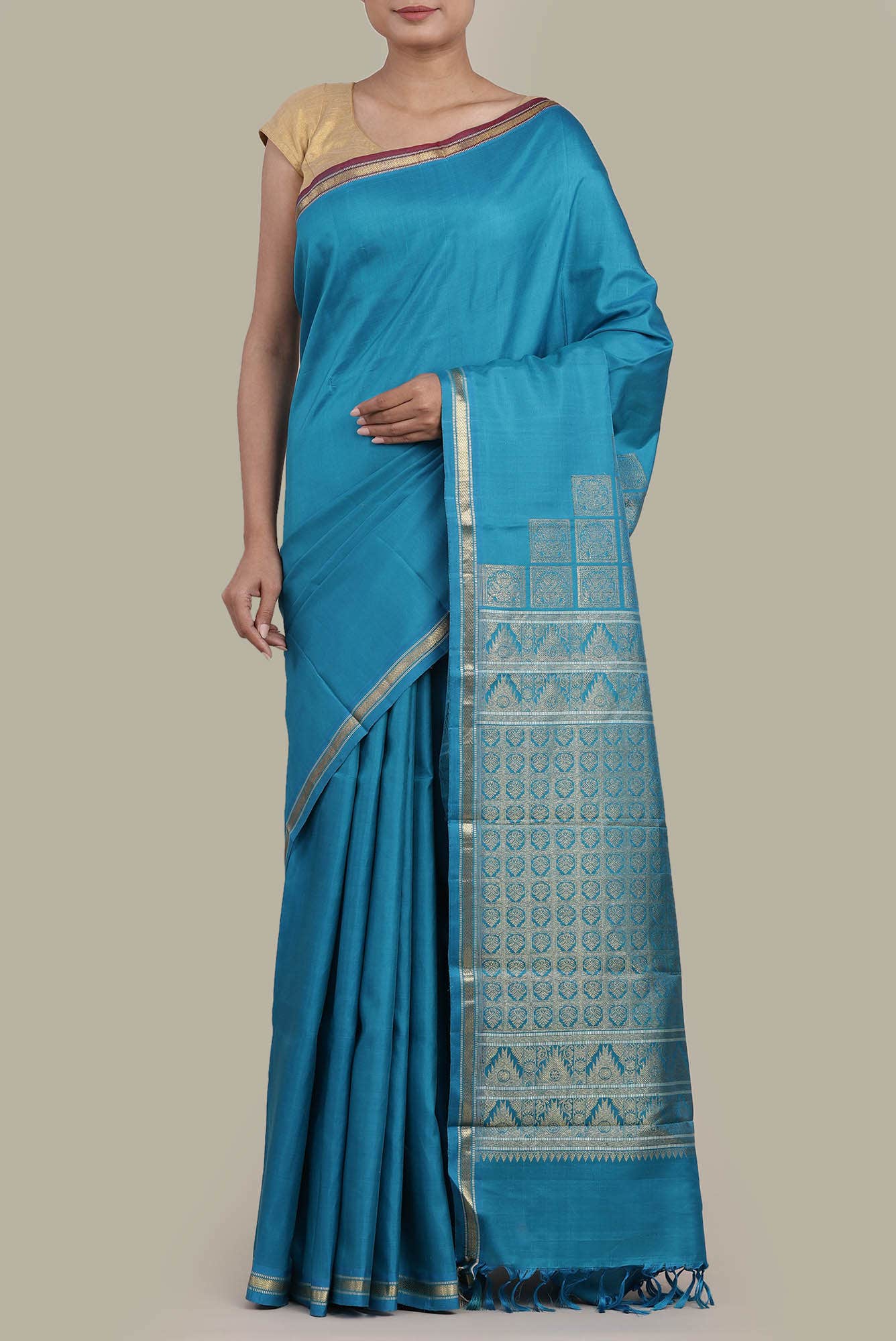 Blue Kanchipuram Silk Saree