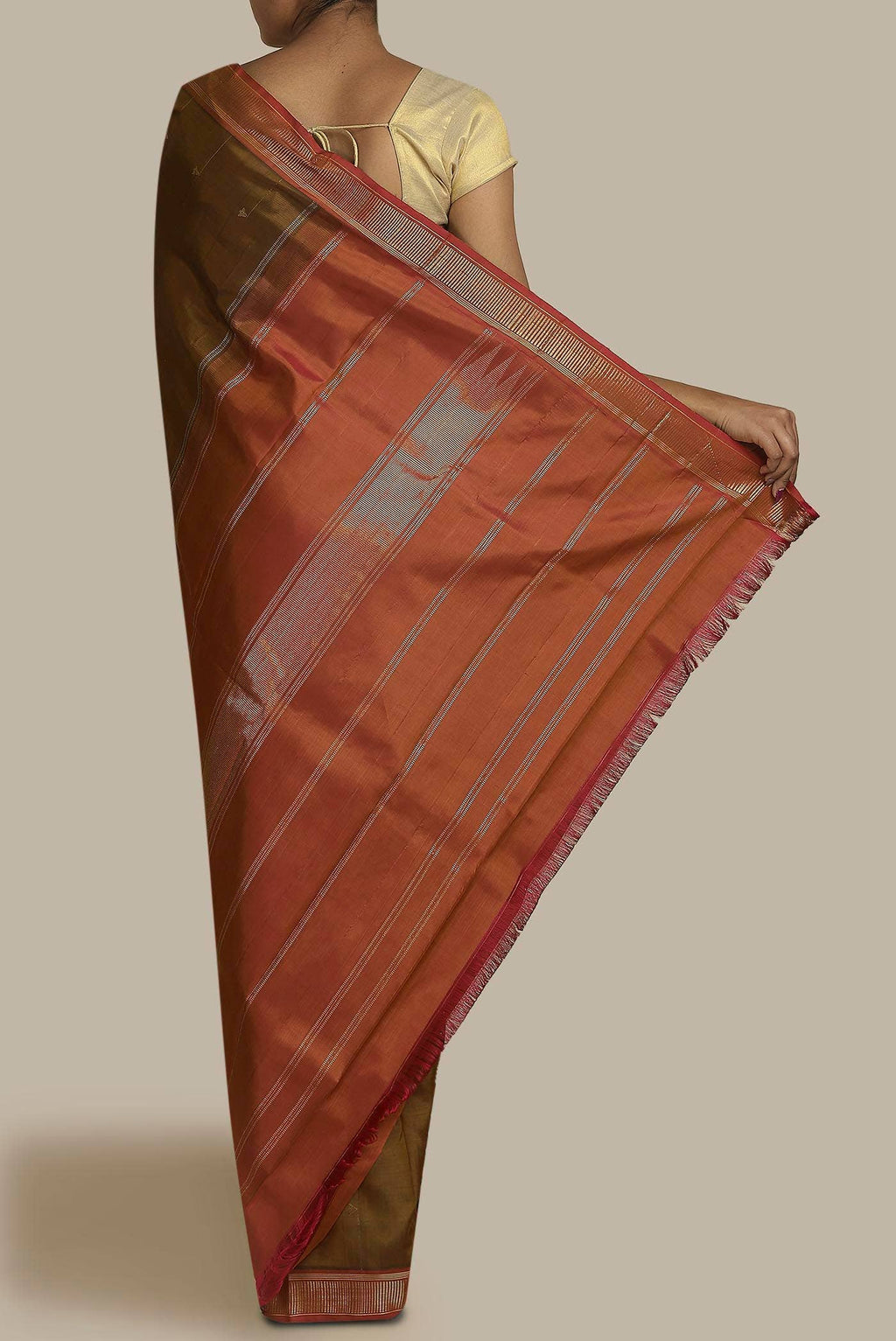 Brown Kanchipuram Silk Saree