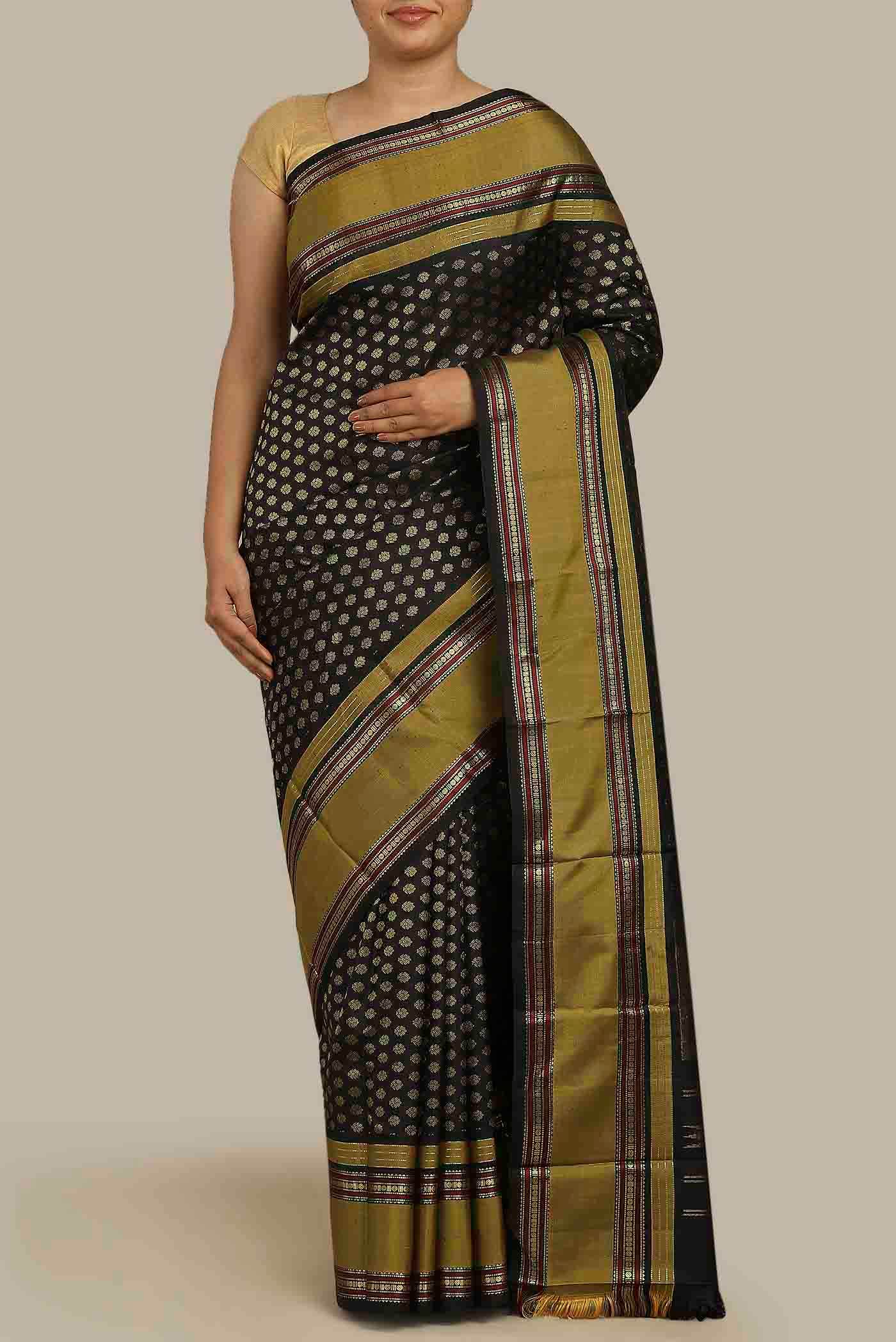 Black Kanchipuram Silk Saree