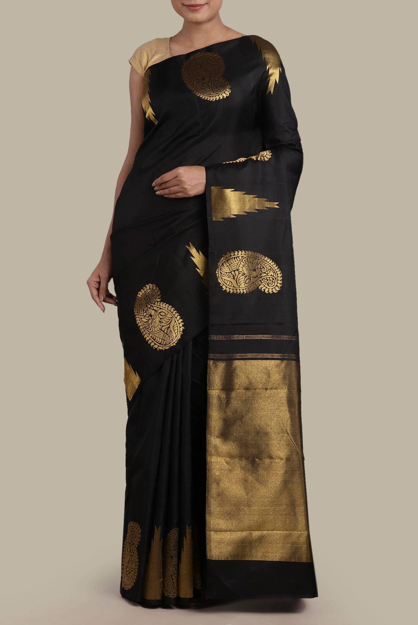 Black Kanchipuram Silk Saree