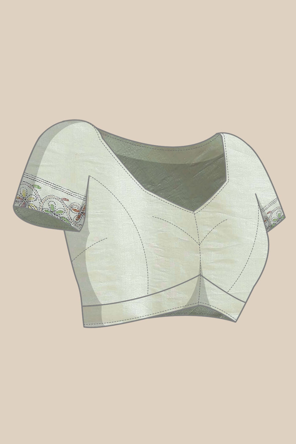 Cream Tussar Silk Saree