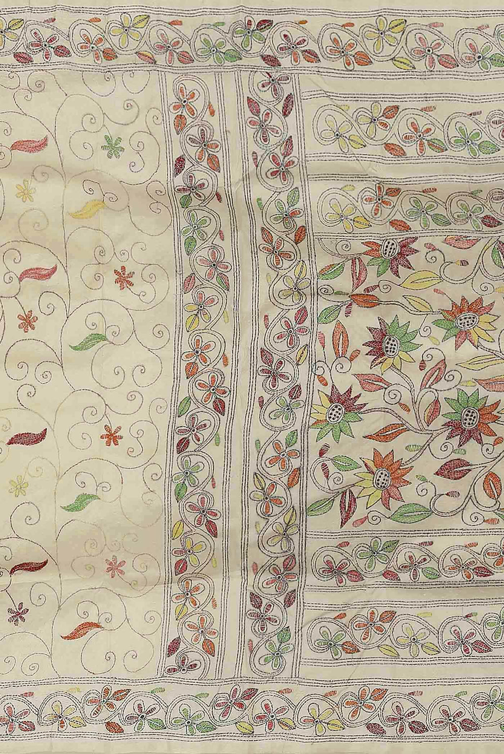 Cream Tussar Silk Saree