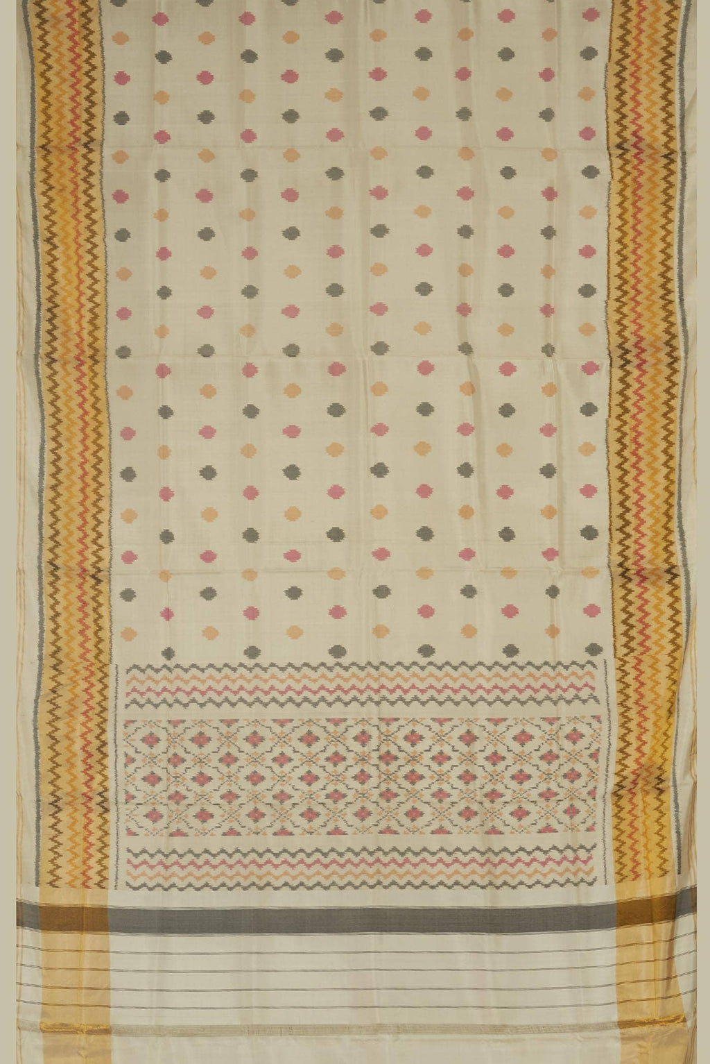 Cream Rajkot Patola Silk Saree
