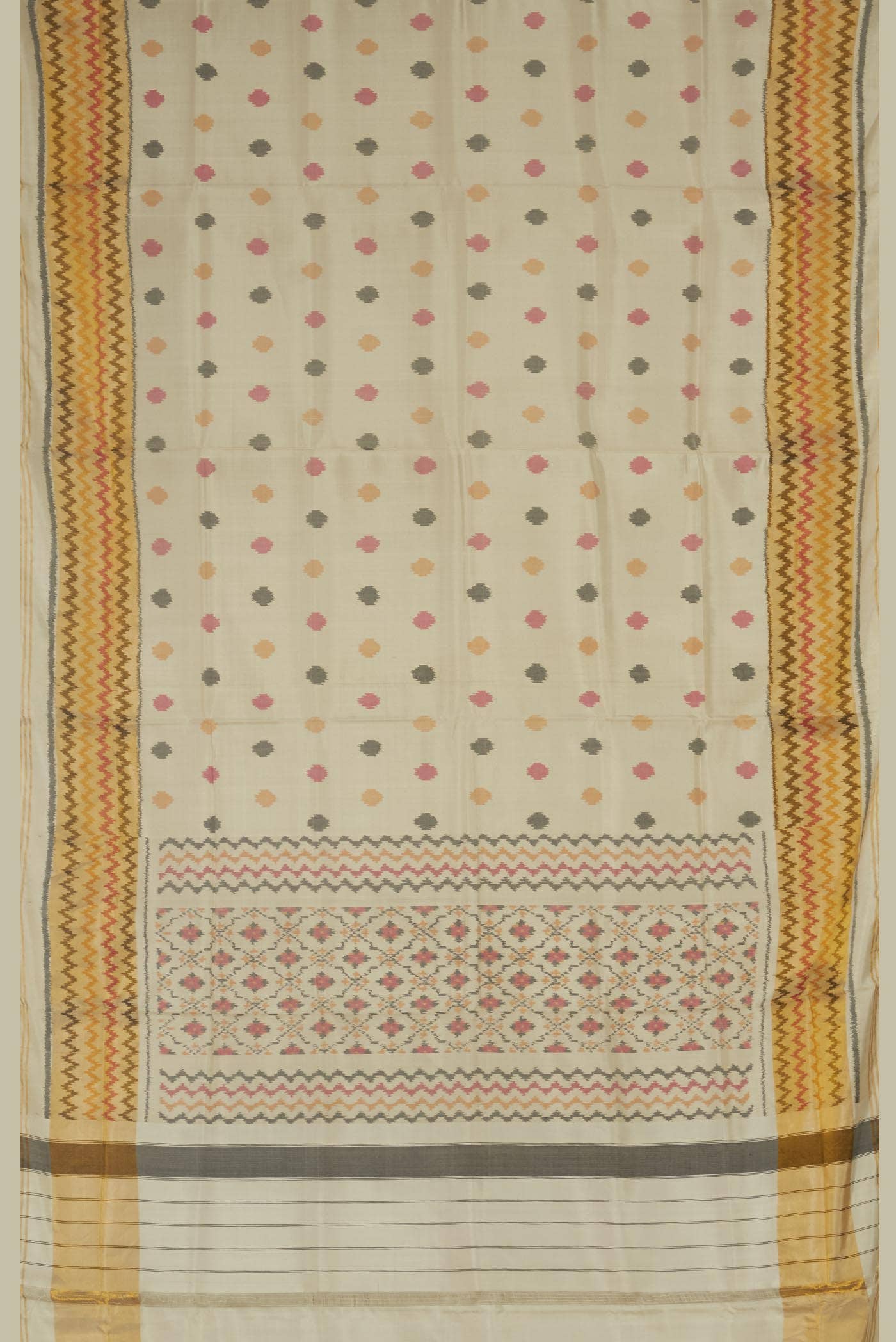 Cream Rajkot Patola Silk Saree
