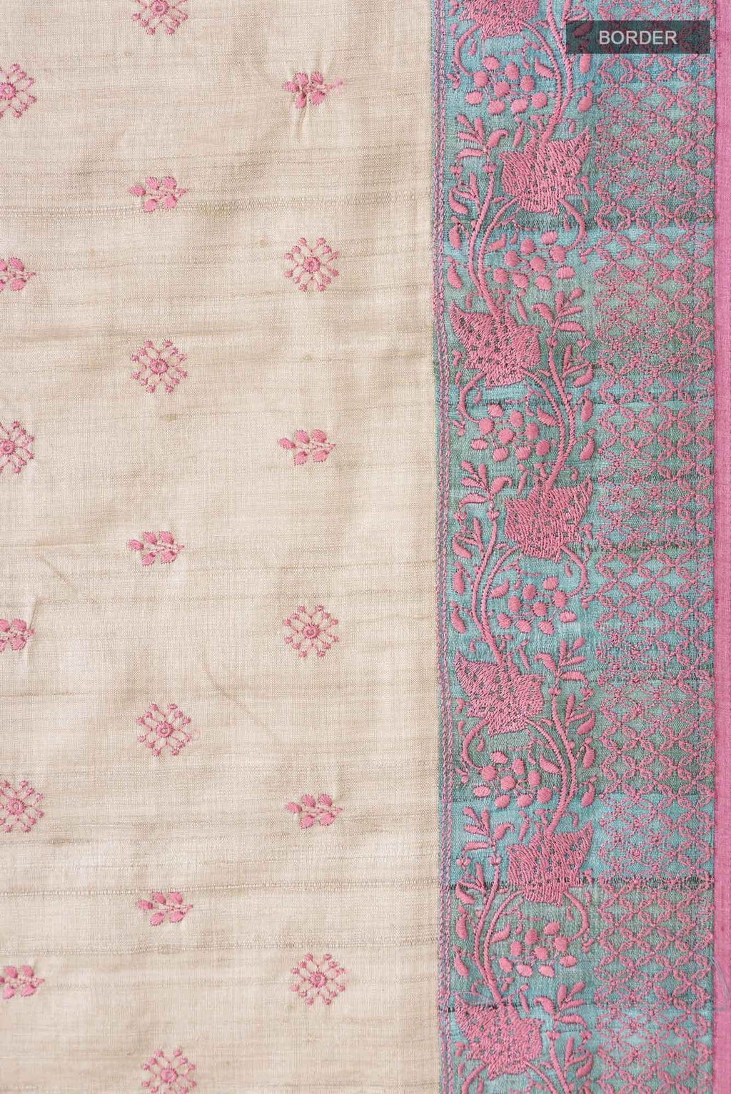 Beige Bhagalpuri Tussar Silk Saree