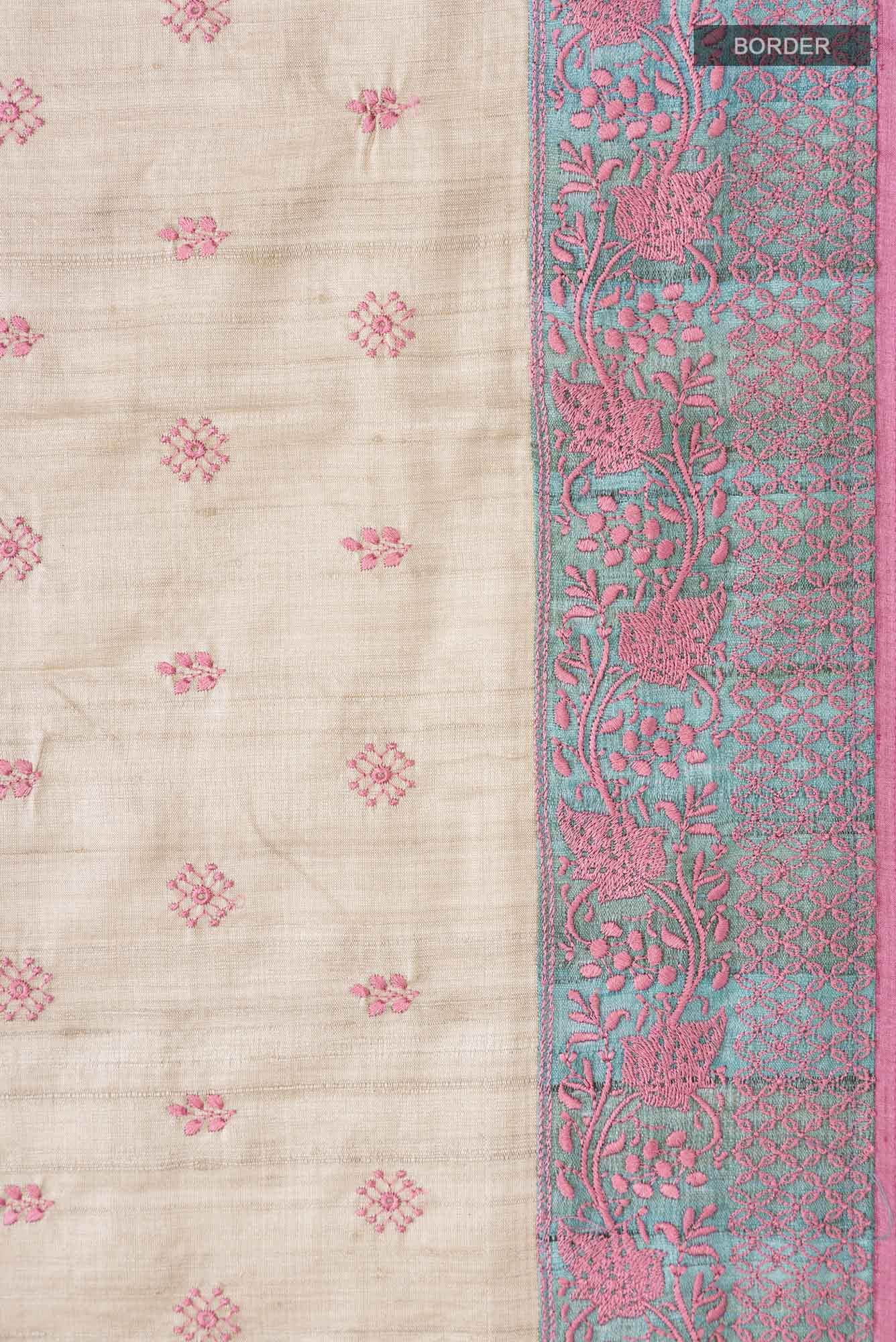 Beige Bhagalpuri Tussar Silk Saree