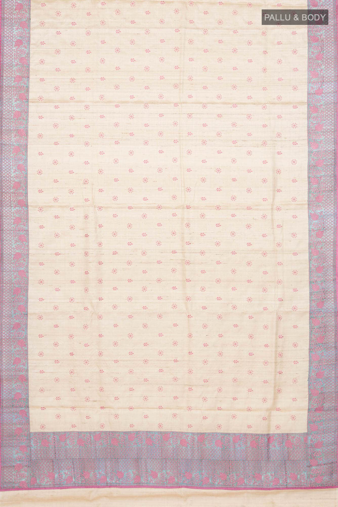 Beige Bhagalpuri Tussar Silk Saree