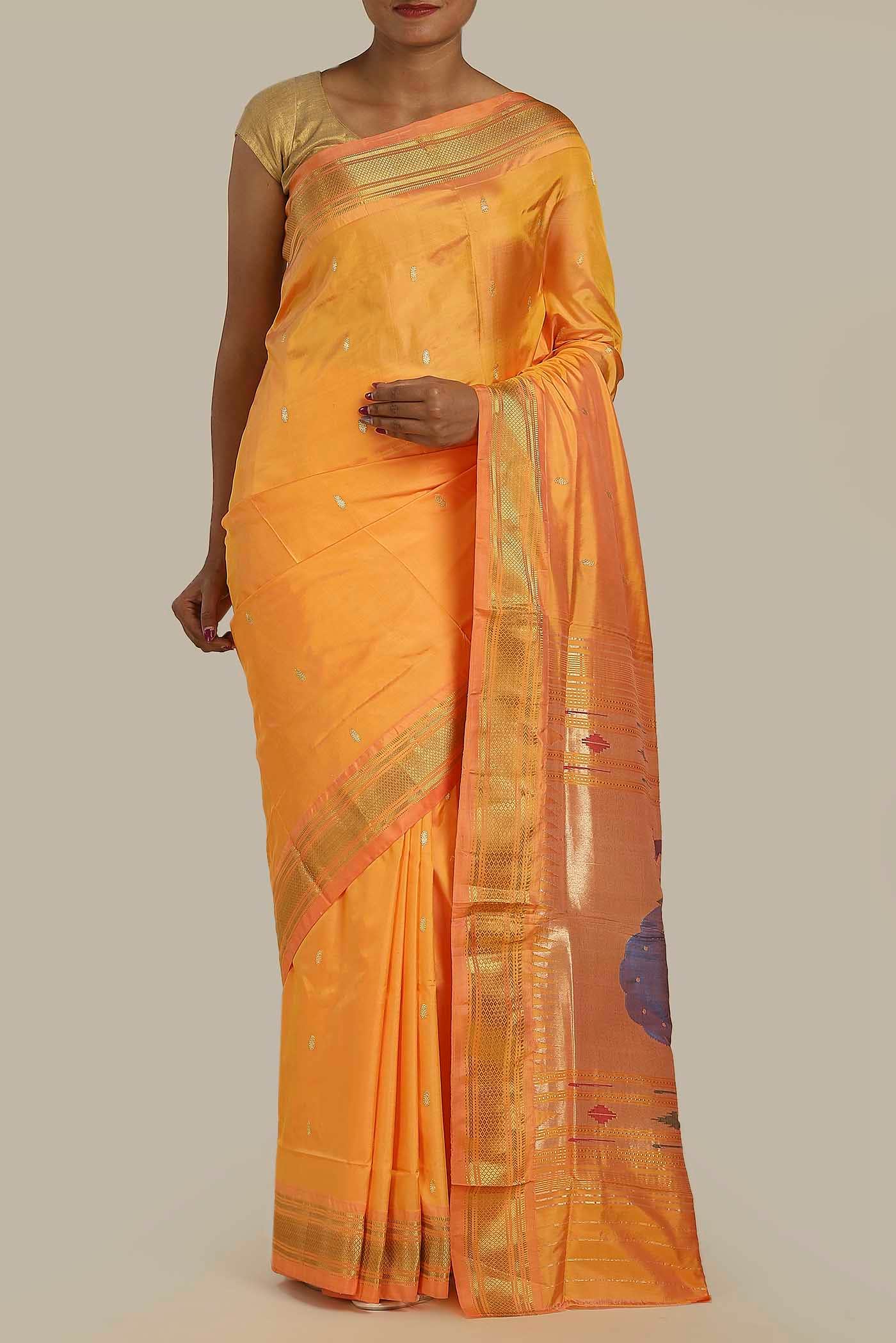 Orange Paithani Silk Saree
