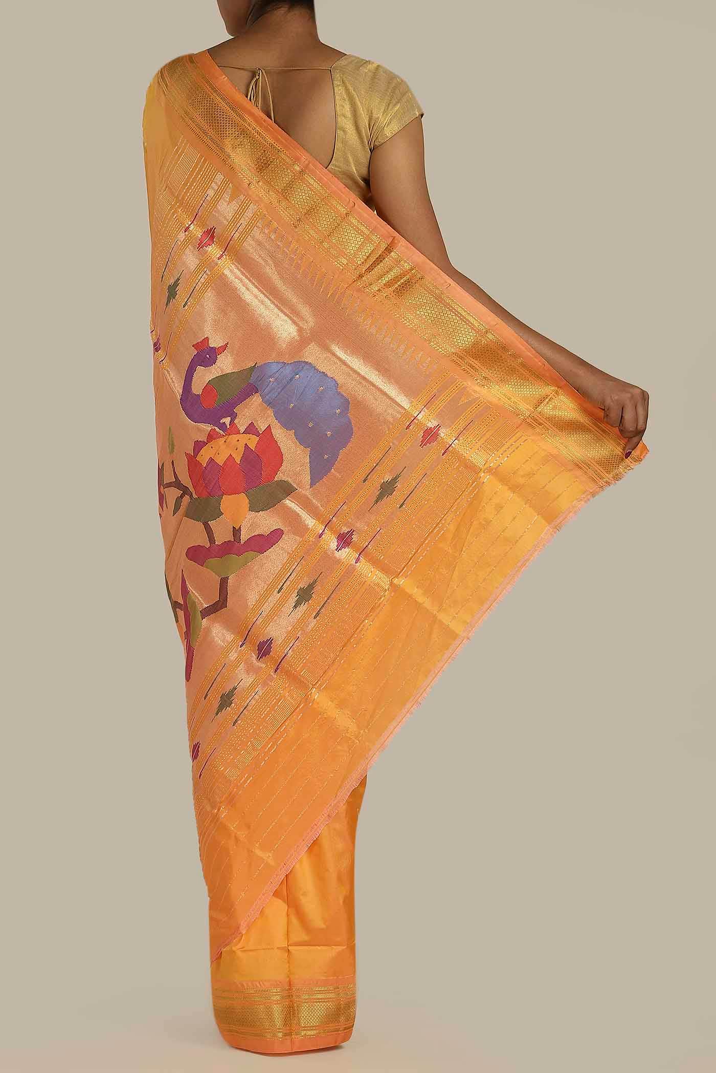 Orange Paithani Silk Saree
