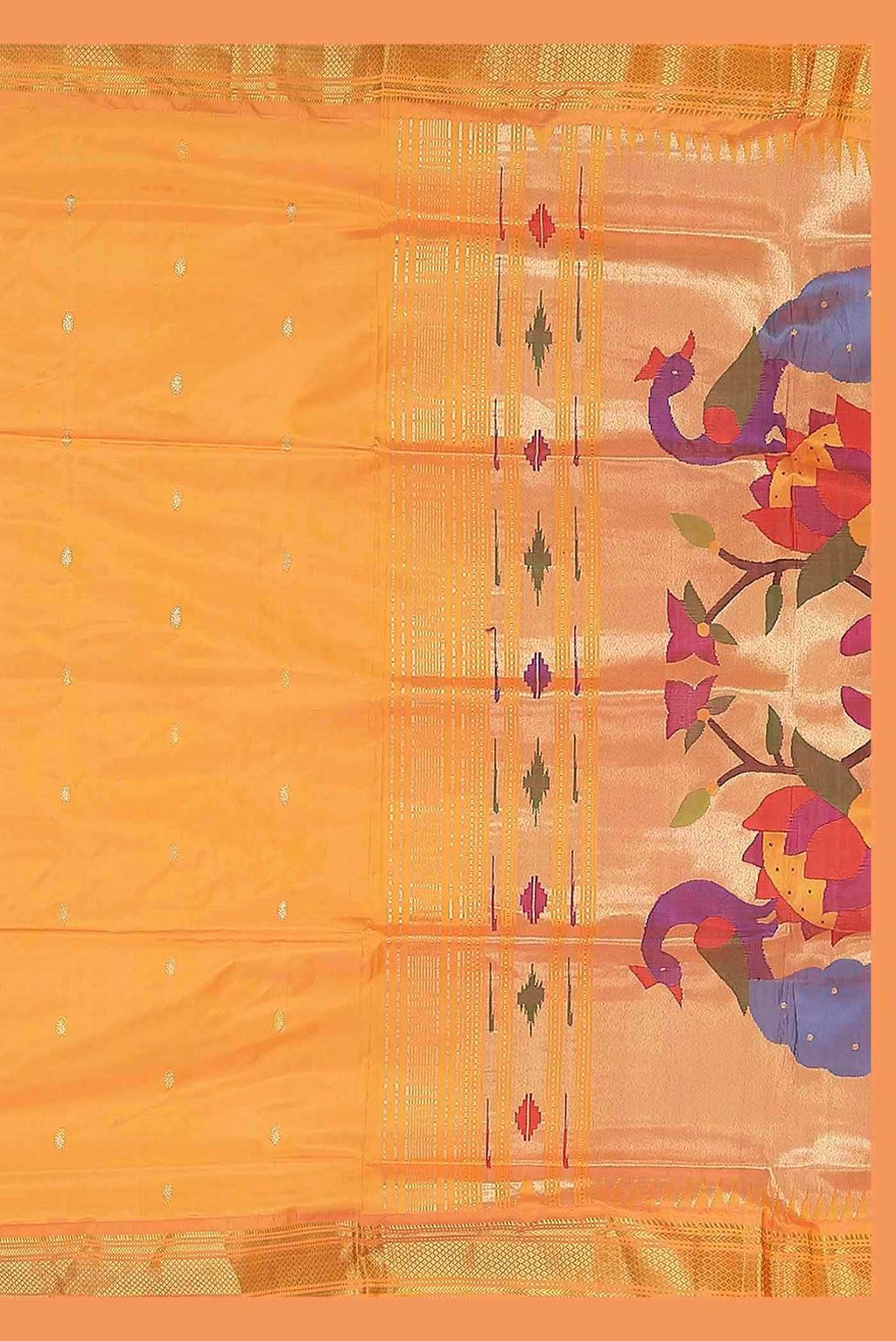 Orange Paithani Silk Saree