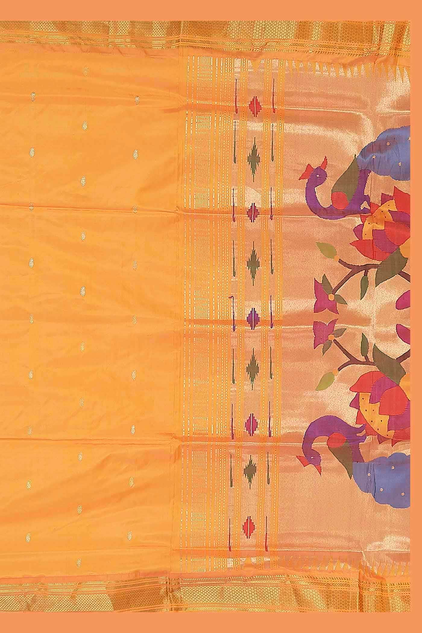 Orange Paithani Silk Saree