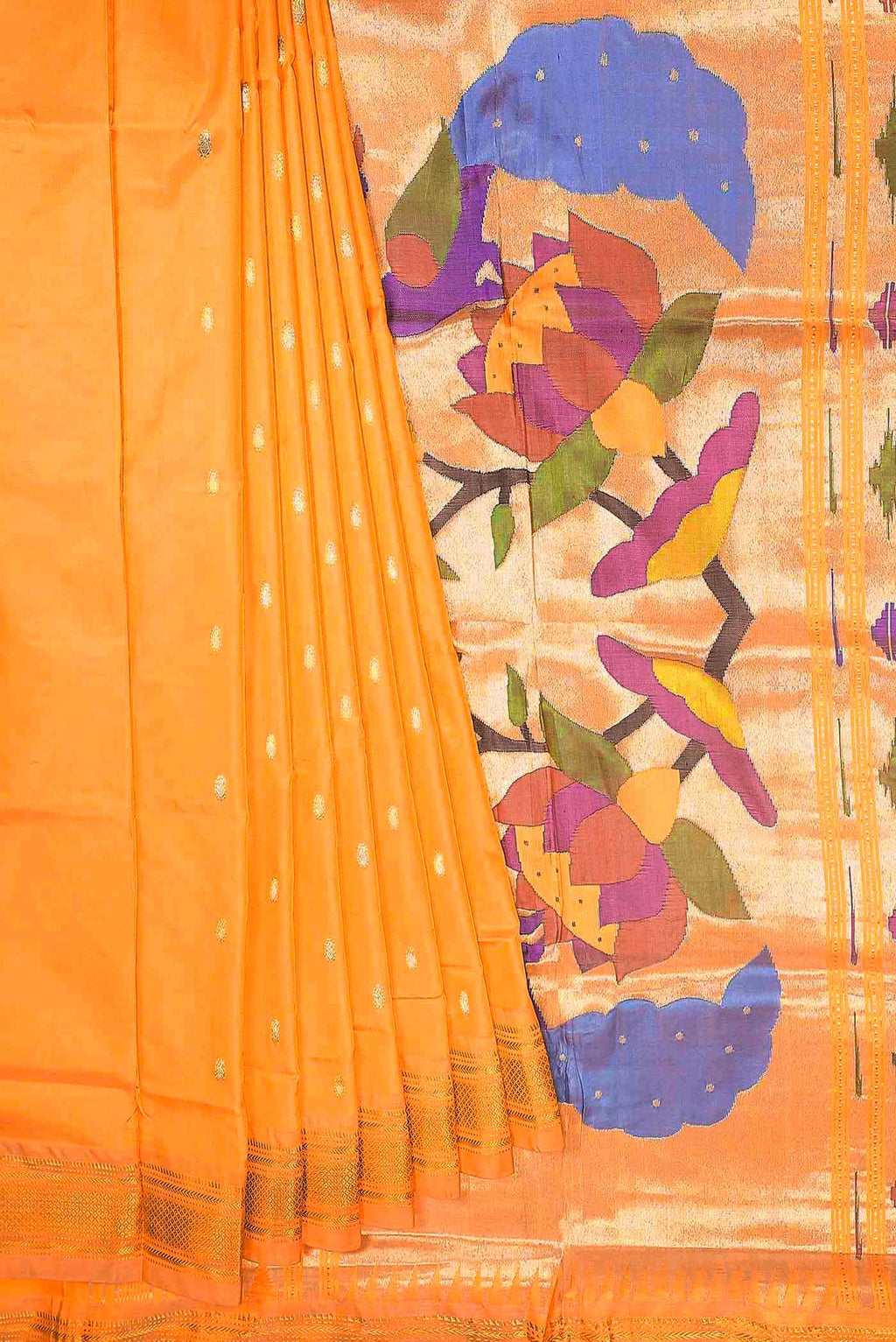 Orange Paithani Silk Saree