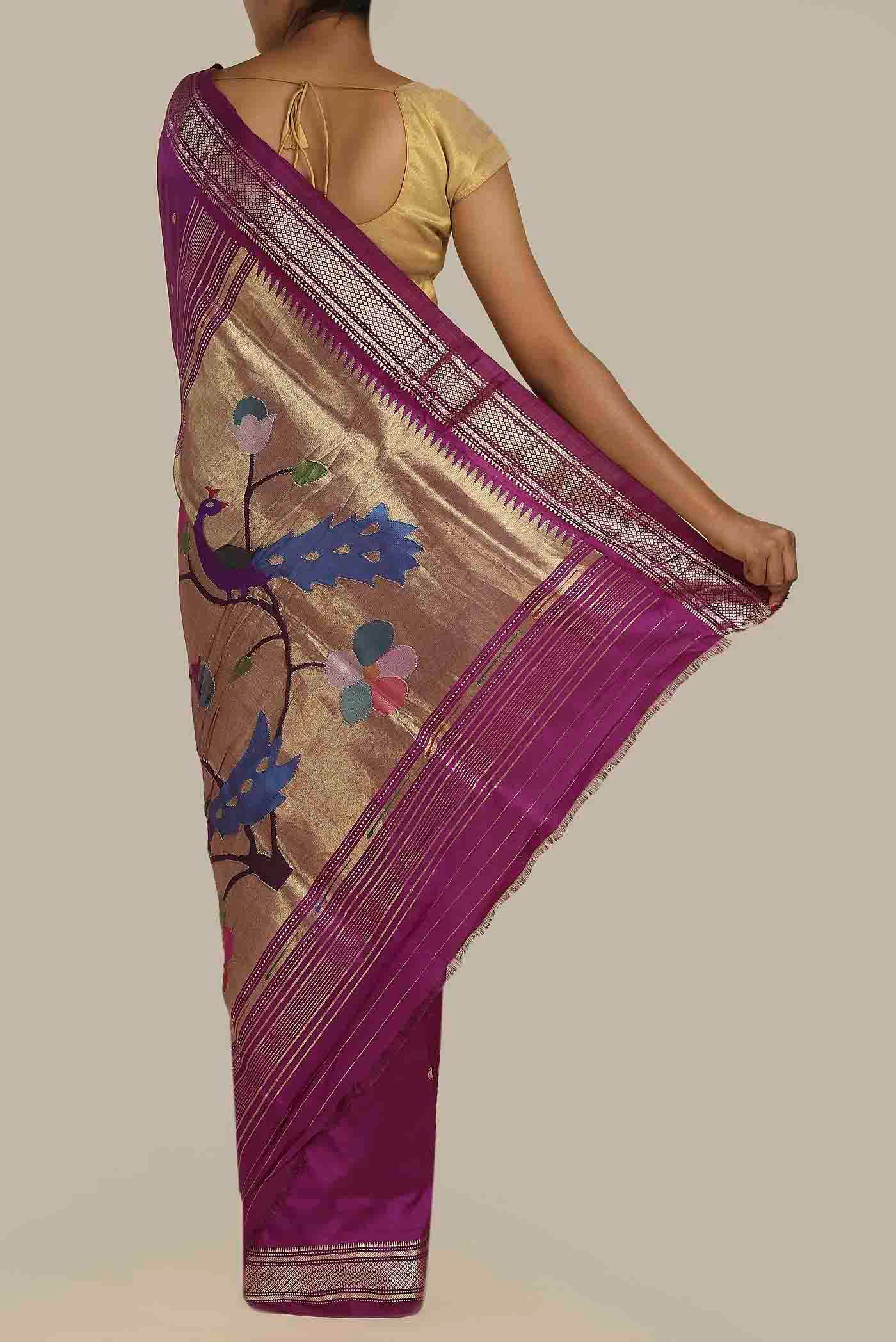 Purple Paithani Silk Saree