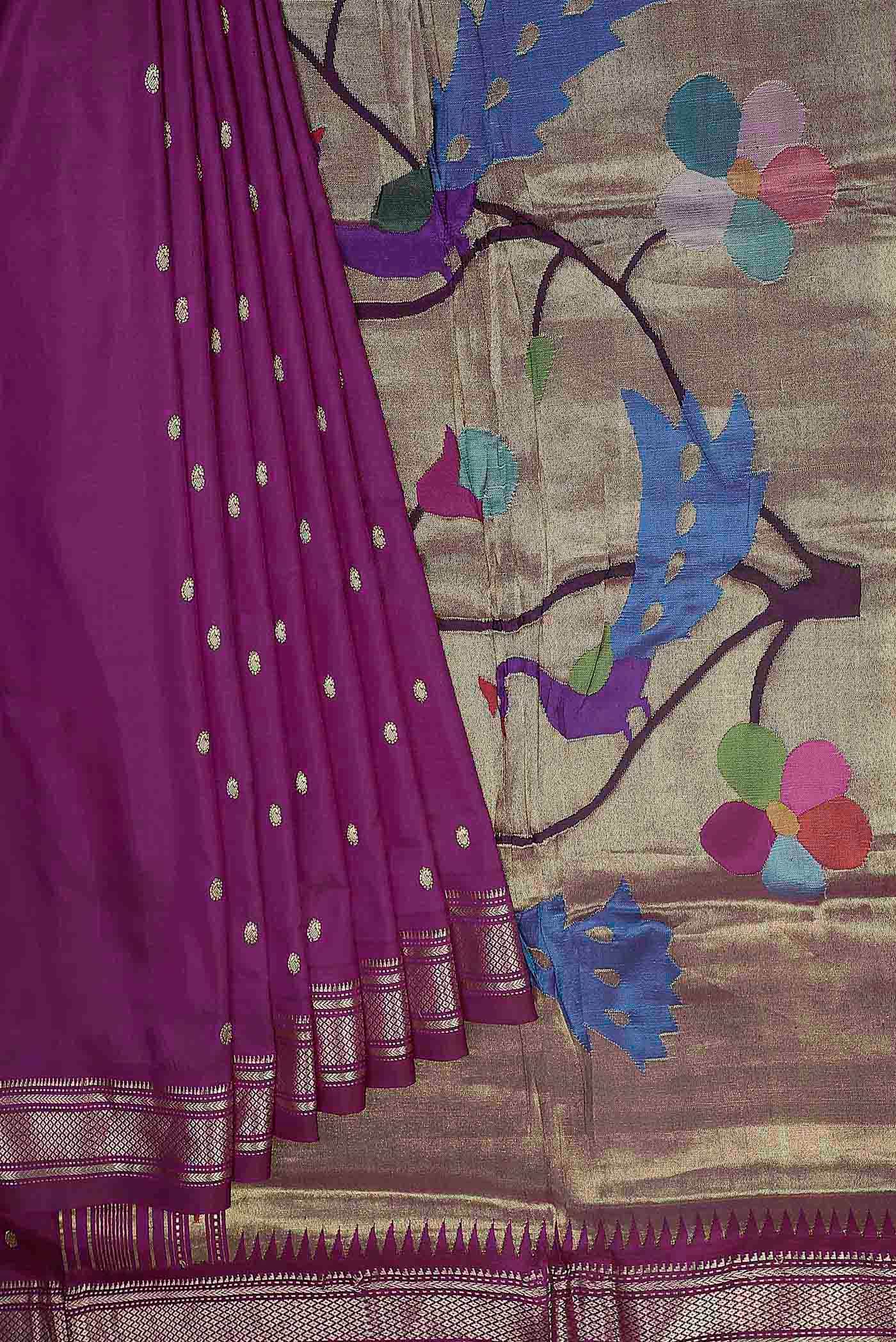 Purple Paithani Silk Saree