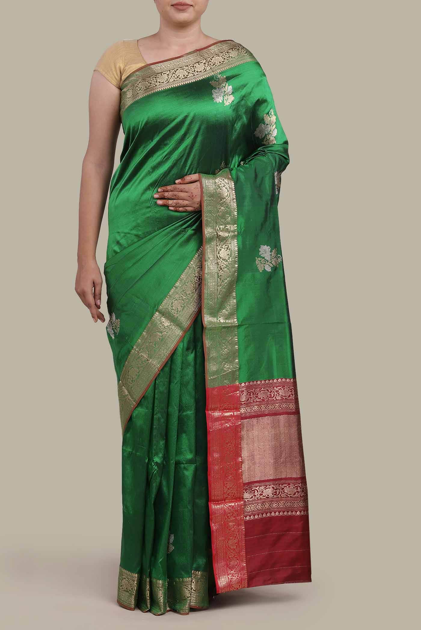 Green Banarasi Katan Silk Saree