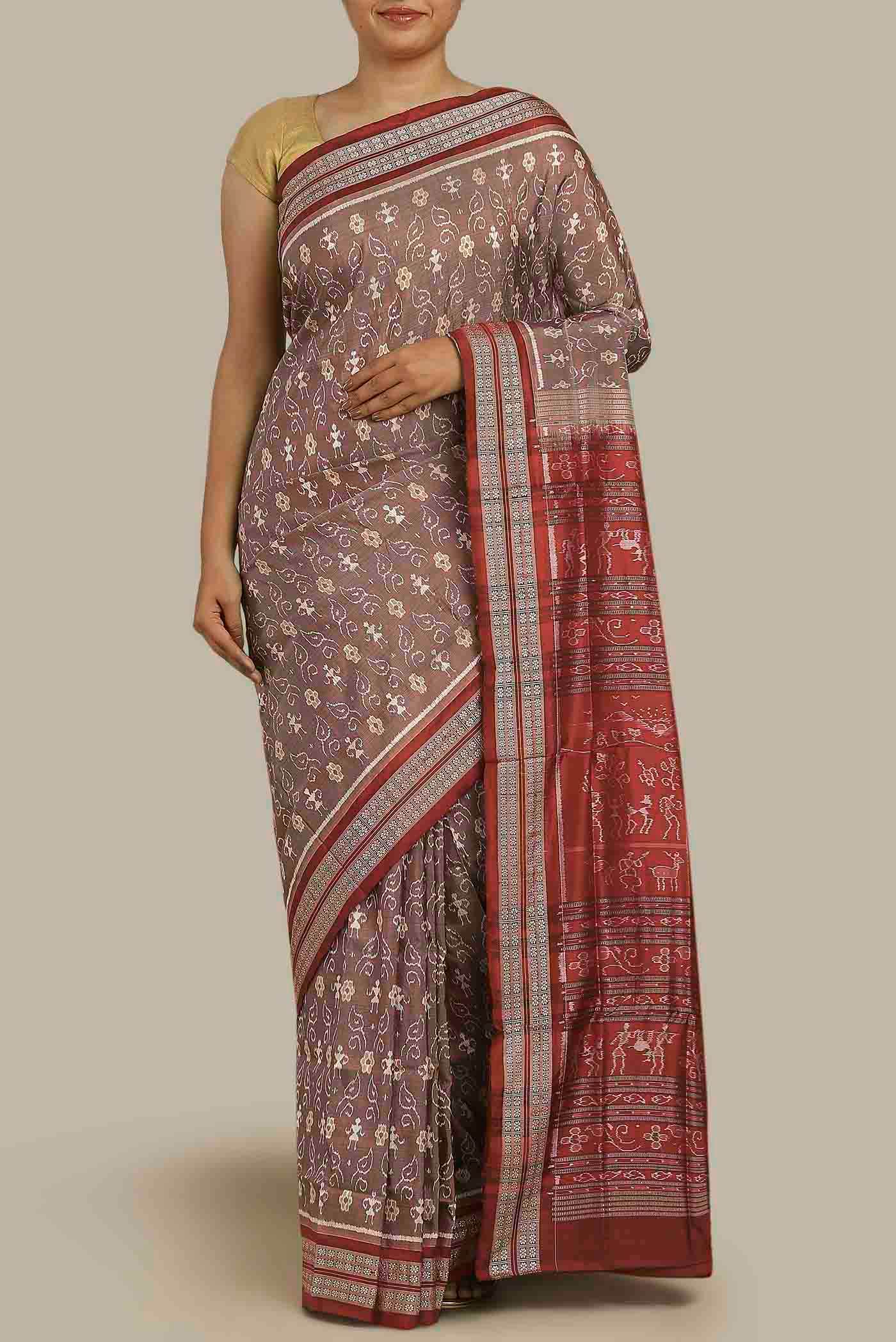 Mauve Orissa Silk Saree