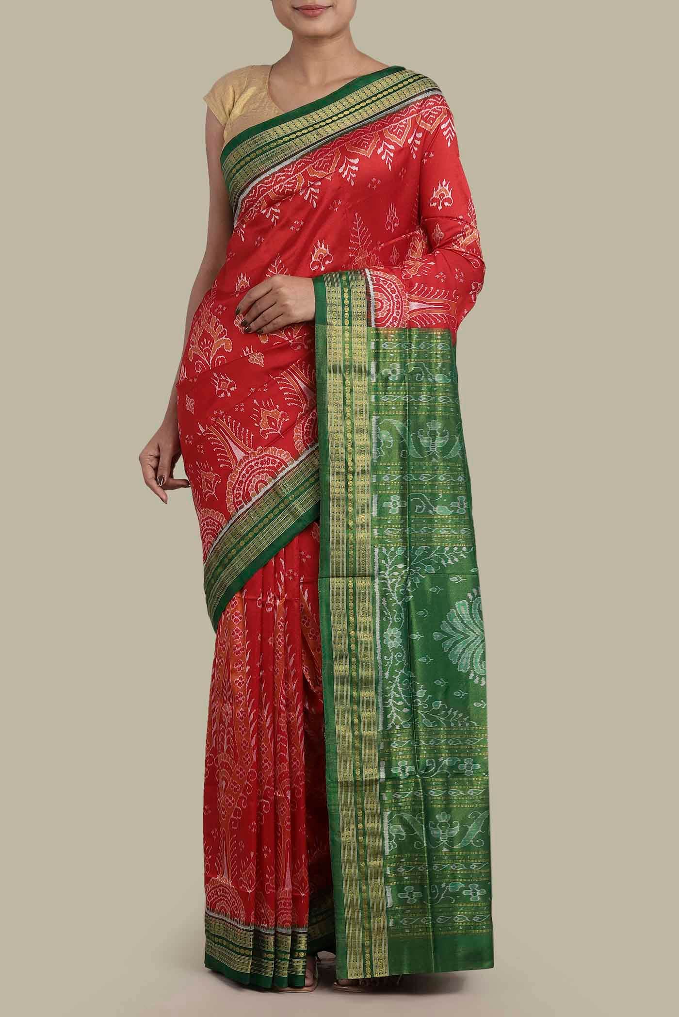 Red Orissa Silk Saree