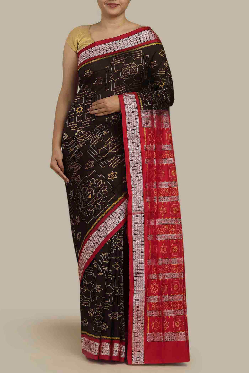 Brown Orissa Silk Saree