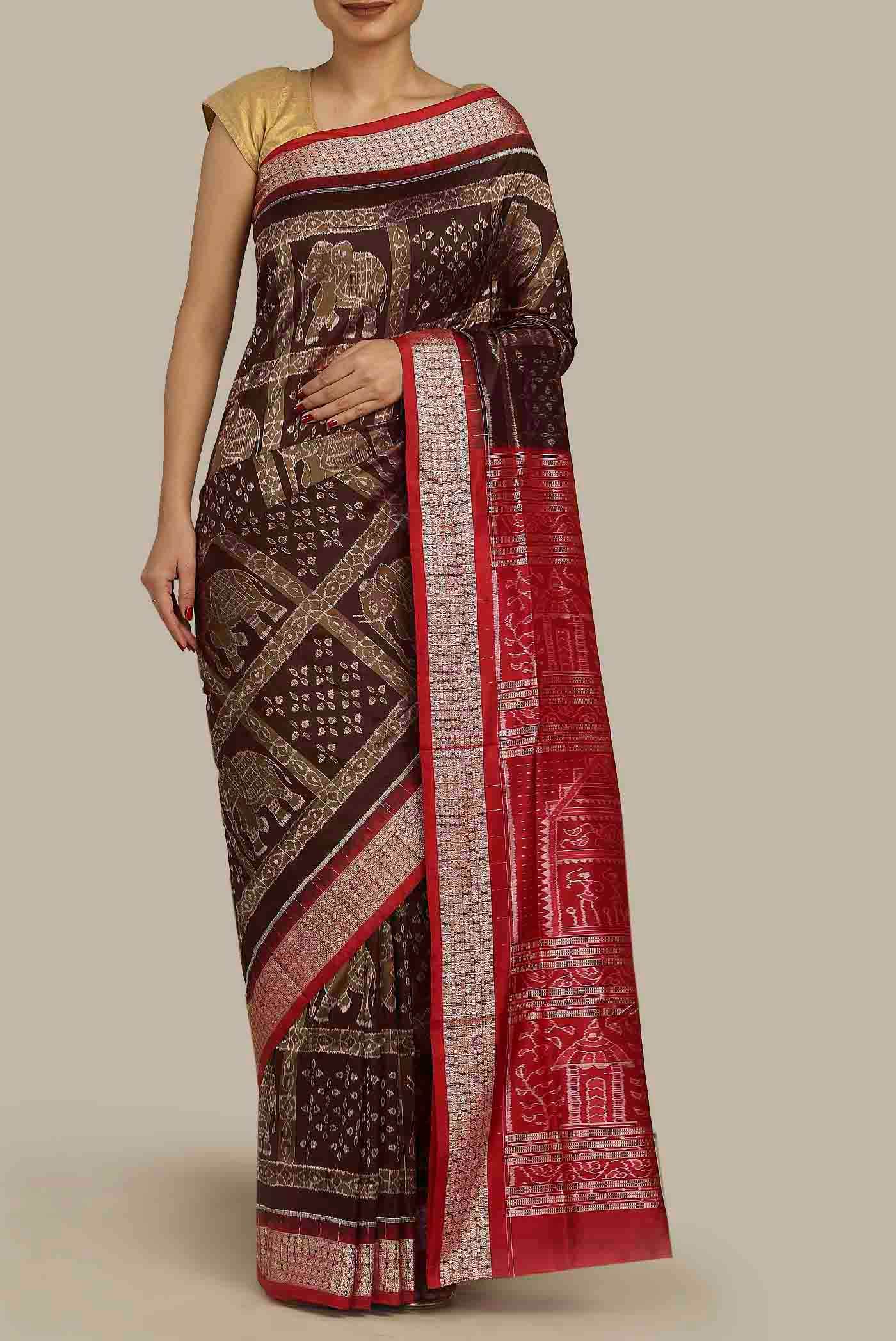 Brown Orissa Silk Saree