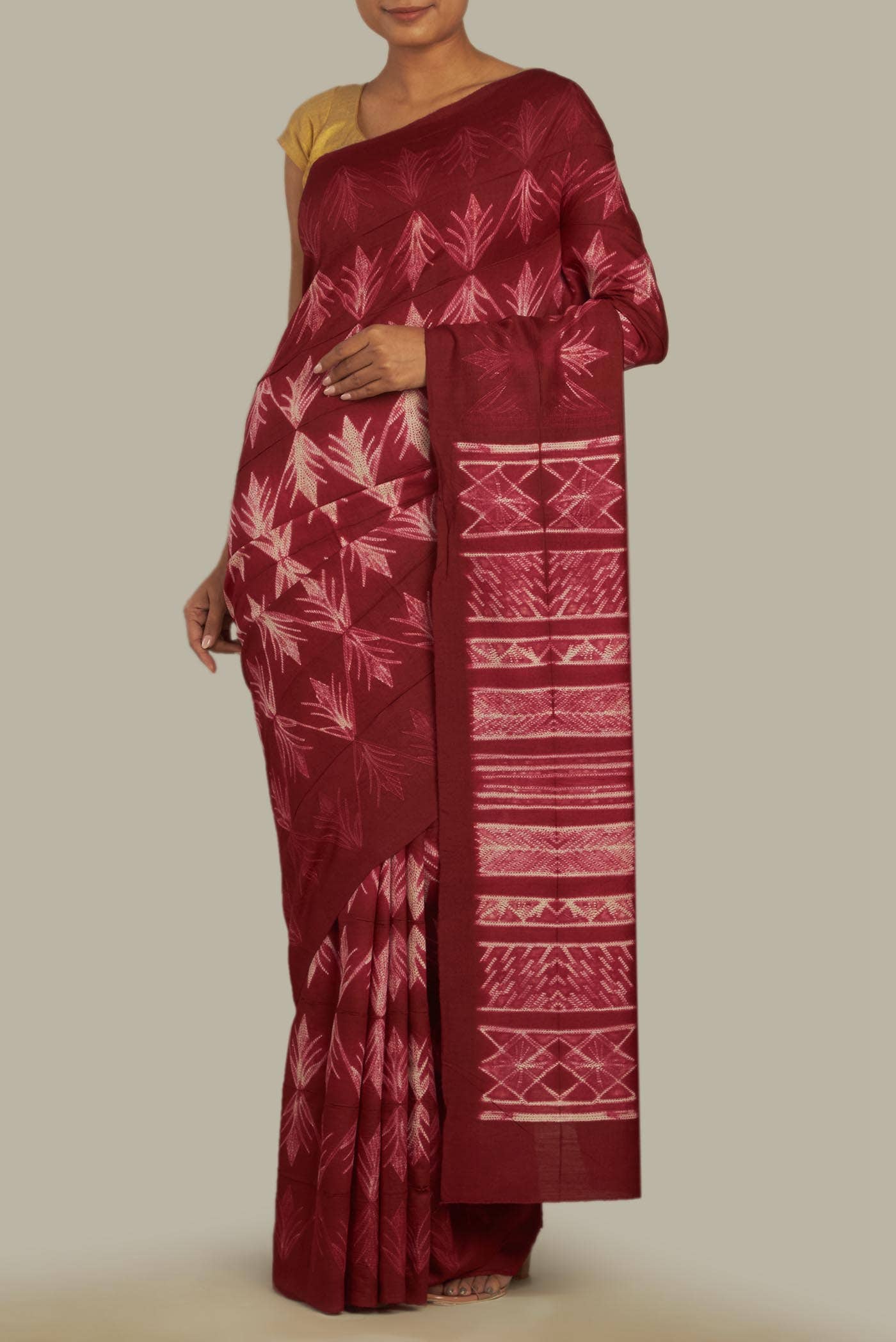 Maroon Tussar Silk Saree
