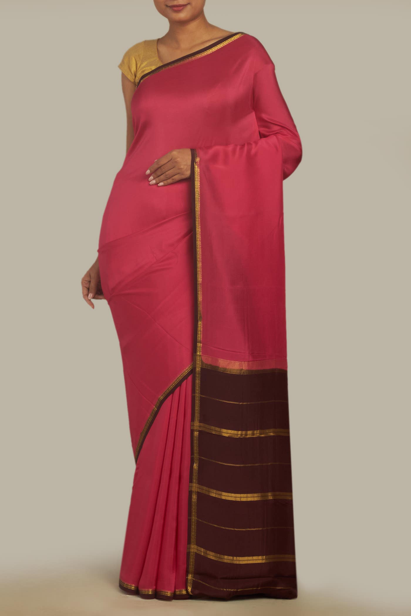 Pure Silk Pure Zari Teal Mysore Crepe Saree