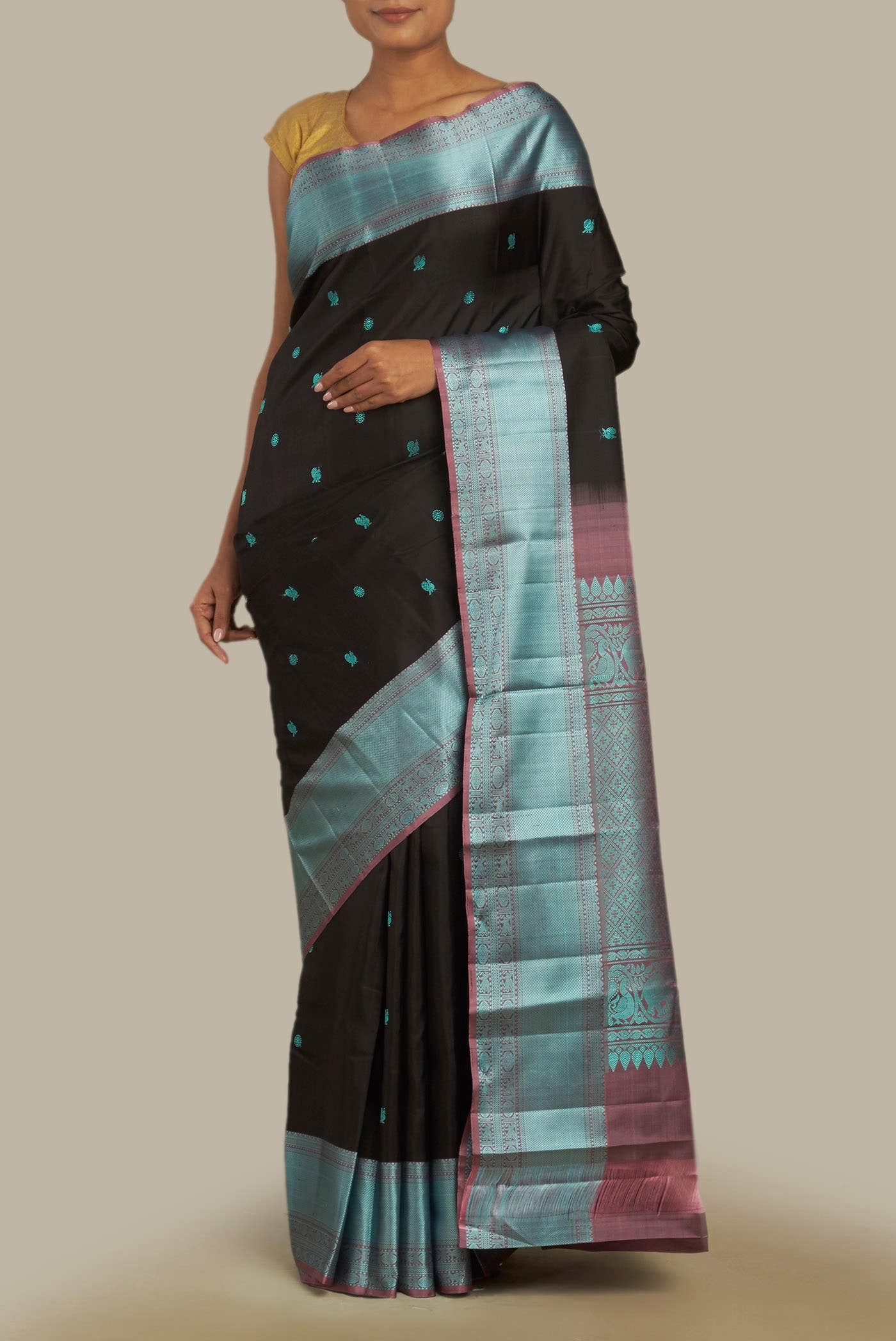 Black Kanchipuram Silk Saree