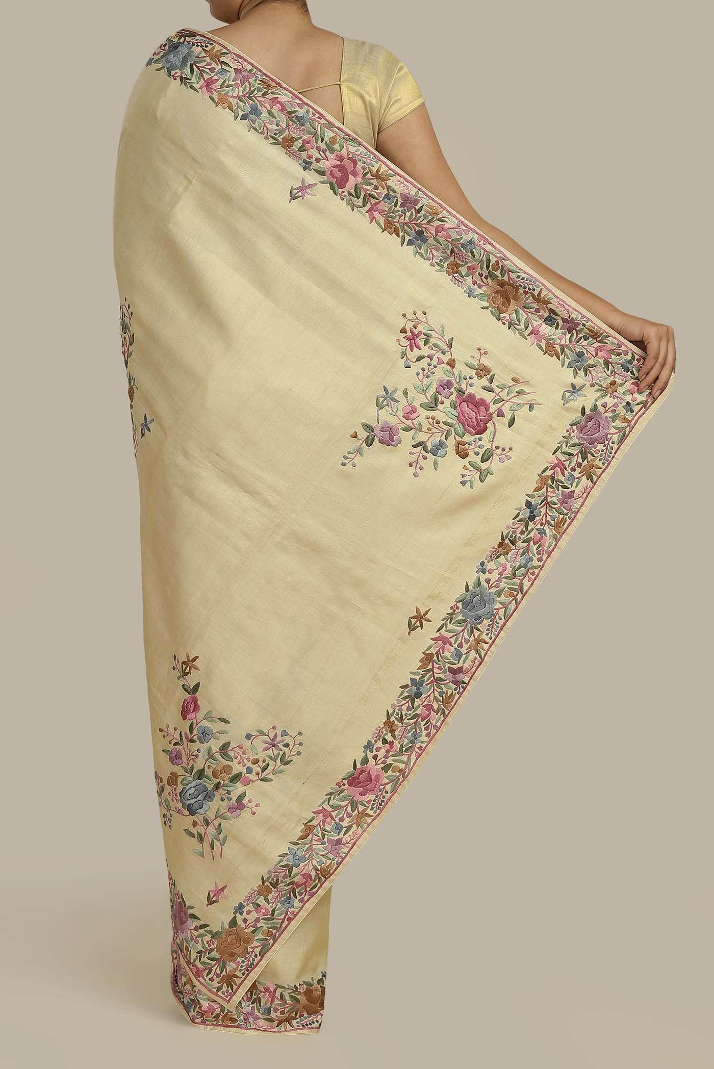 Beige Bhagalpuri Tussar Silk Saree