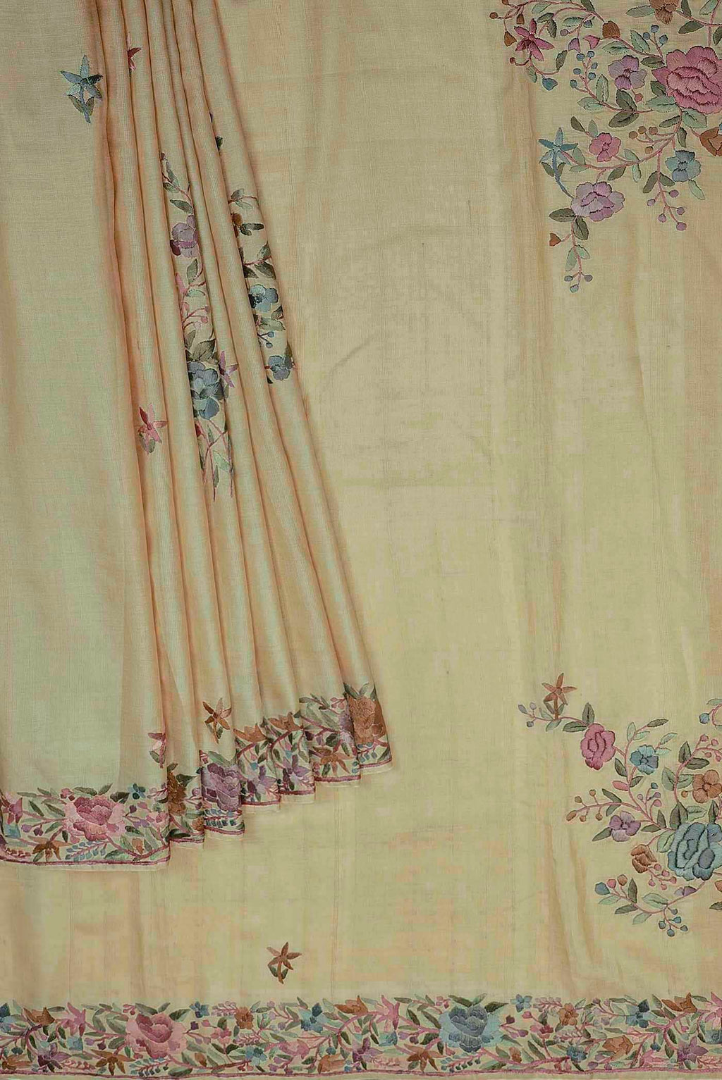 Beige Bhagalpuri Tussar Silk Saree