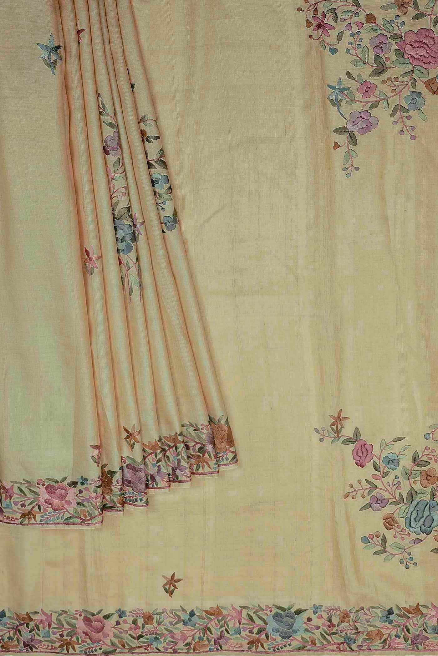 Beige Bhagalpuri Tussar Silk Saree